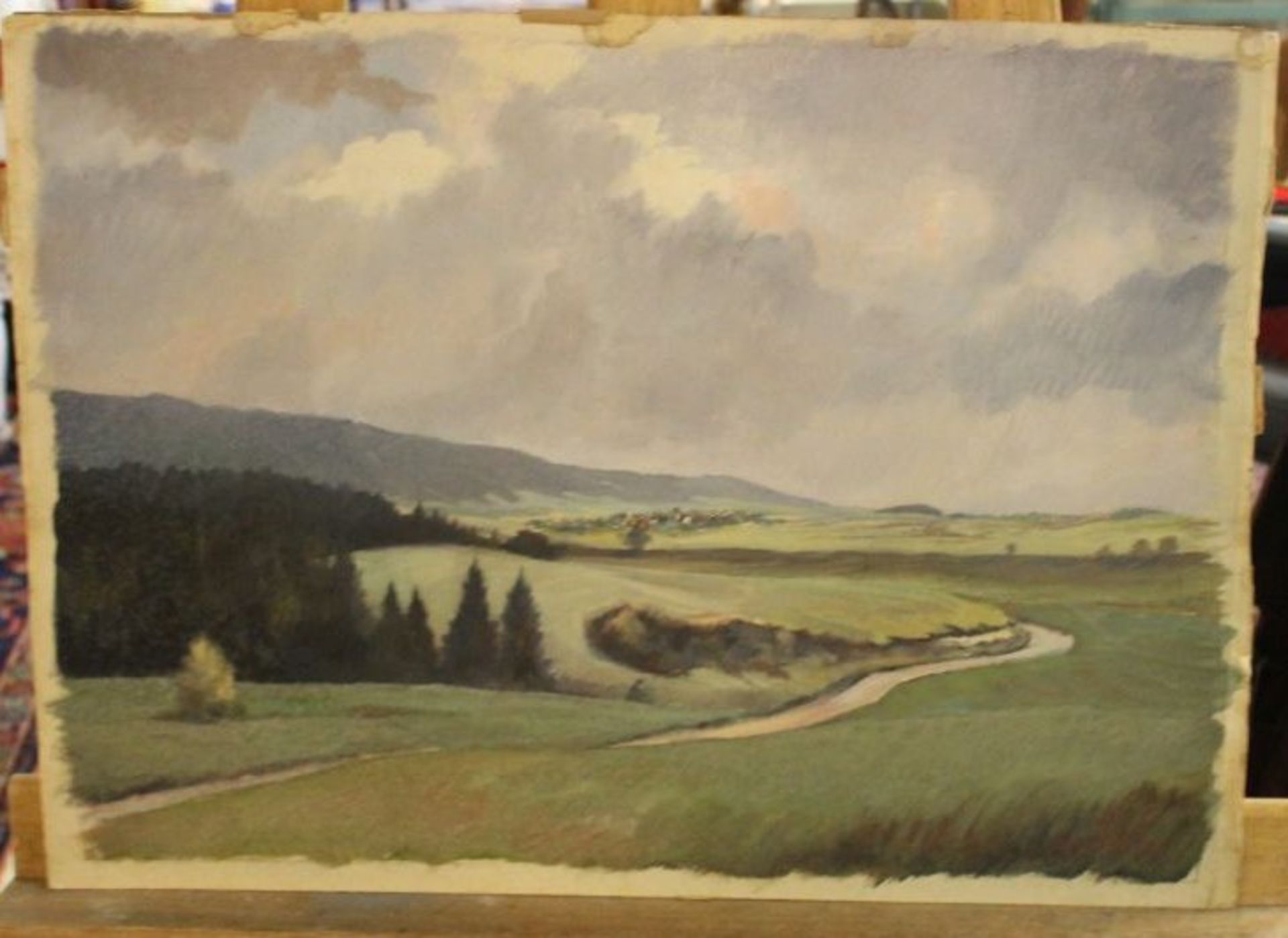 Erich BRODKORB (1896-1968), Landschaft Erzgebirge, Pastell, Papier auf Pappe, ungerahmt, 37 x 51cm. - Bild 3 aus 3