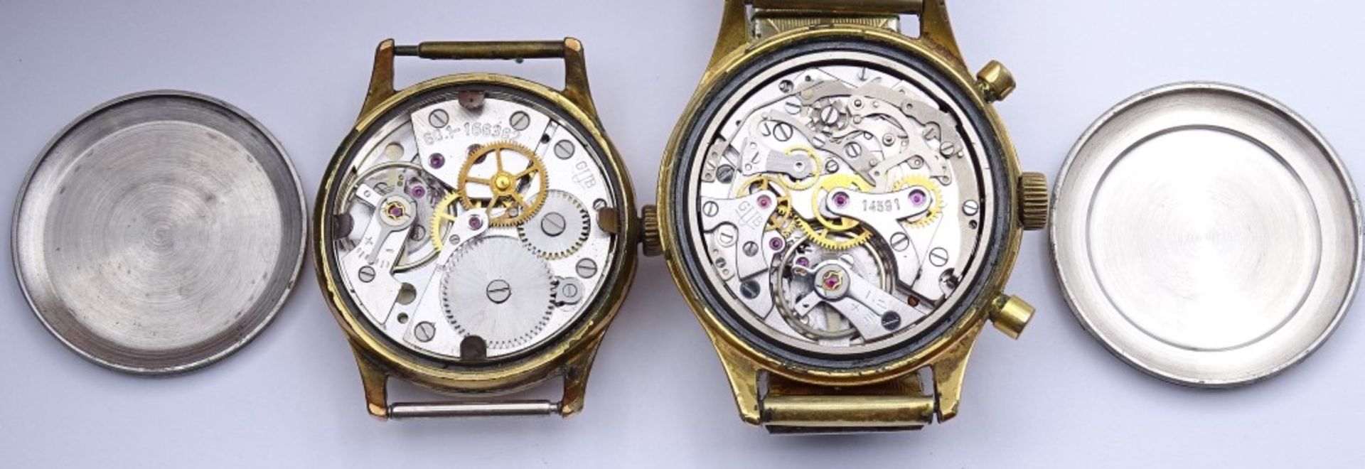 Zwei Armbanduhren "GUB",beide mechanisch,Werke laufen,vergoldet,Alters-u. Gebrauchsspuren, d-33- - Bild 4 aus 9