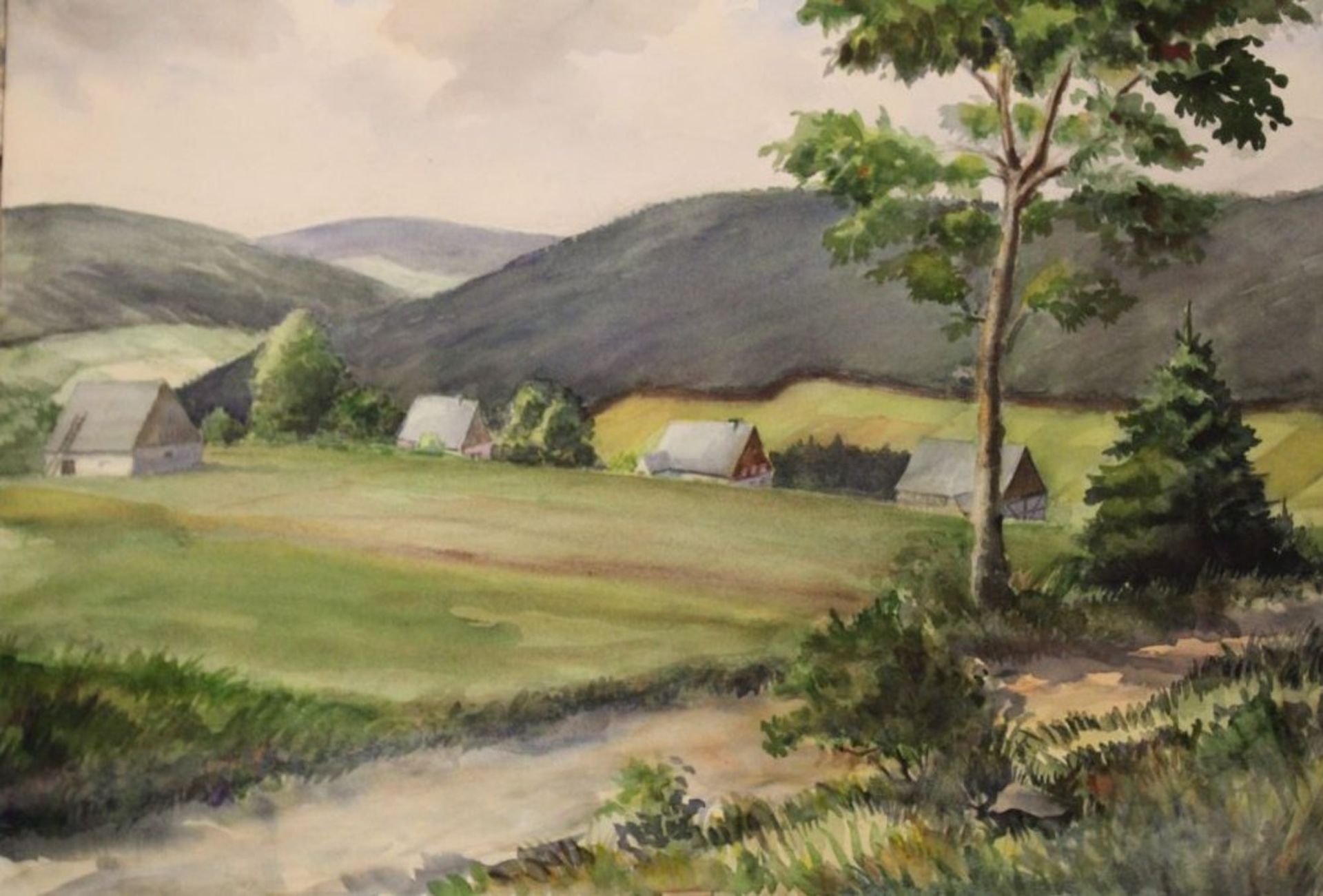 Erich BRODKORB (1896-1968), 4x Landschaftsaquarelle Erzgebirge, unsigniert und ungerahmt, BG 34 x - Bild 3 aus 5