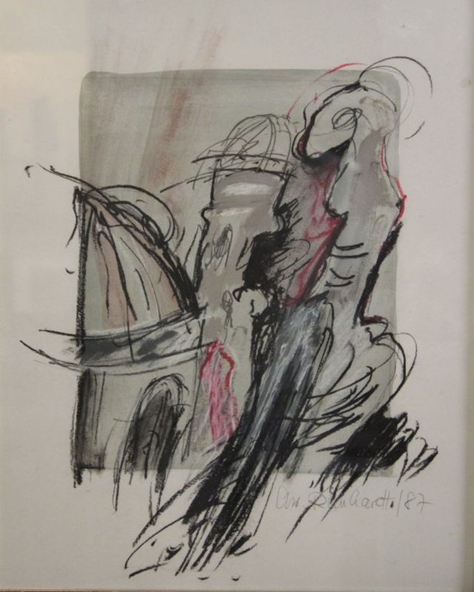 wohl Christiane REINHARDT (1946) , Ohne Titel, datiert 1987, Mischtechnik, gerahmt/Glas, RG 54 x
