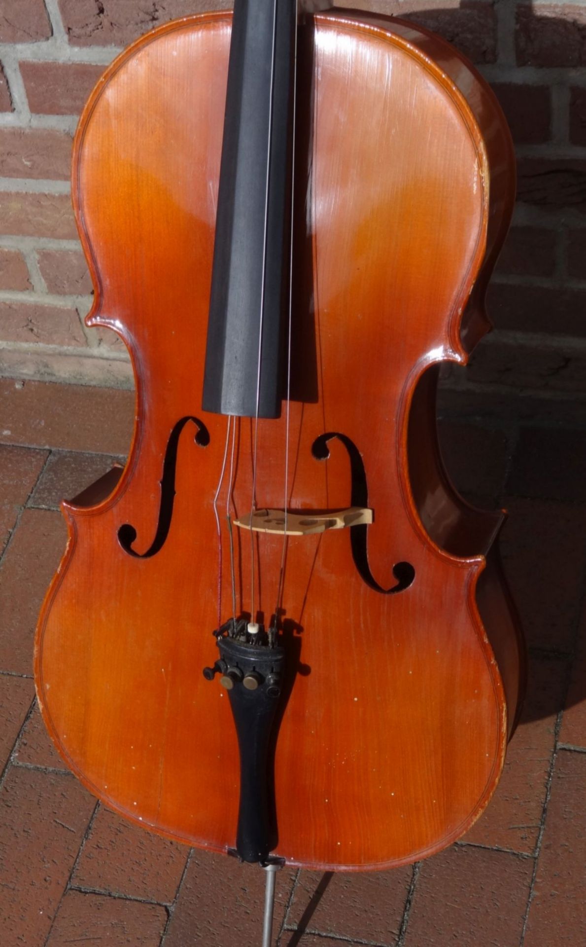 Cello mit Bogen, Alters-u. Gebrauchsspuren, H-130 cm, - Bild 3 aus 10