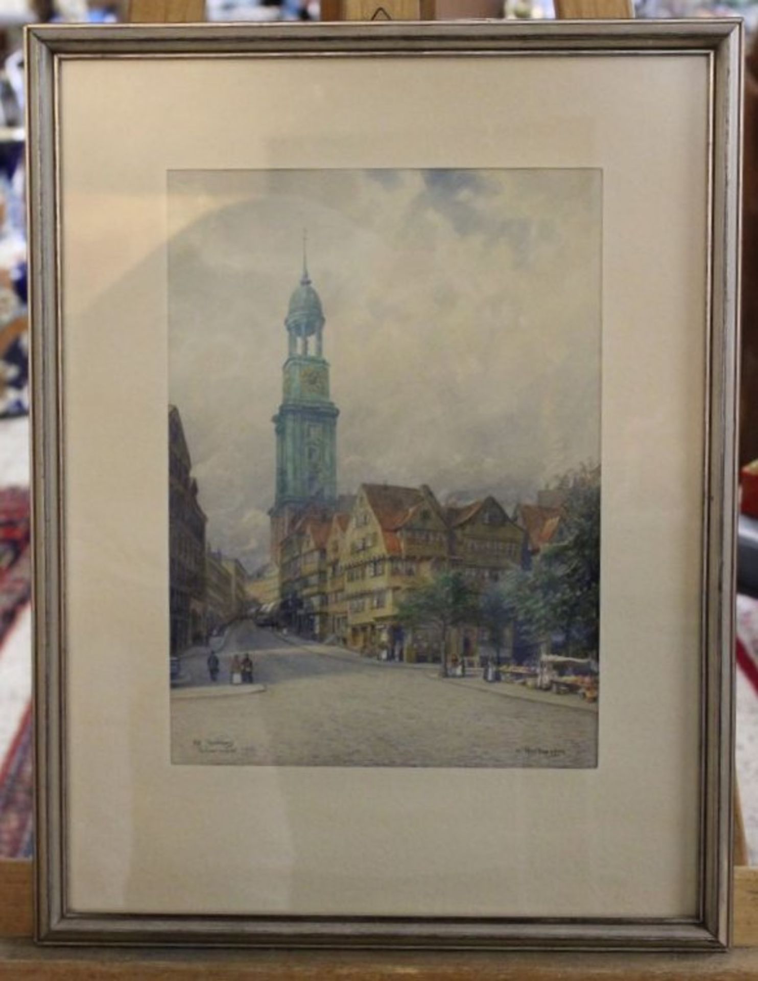 Karl RUNDSPADEN (1882-1967), Alt Hamburg Schaarmarkt 1900, Aquarell, ger./Glas, RG 53 x 41cm. - Bild 3 aus 3