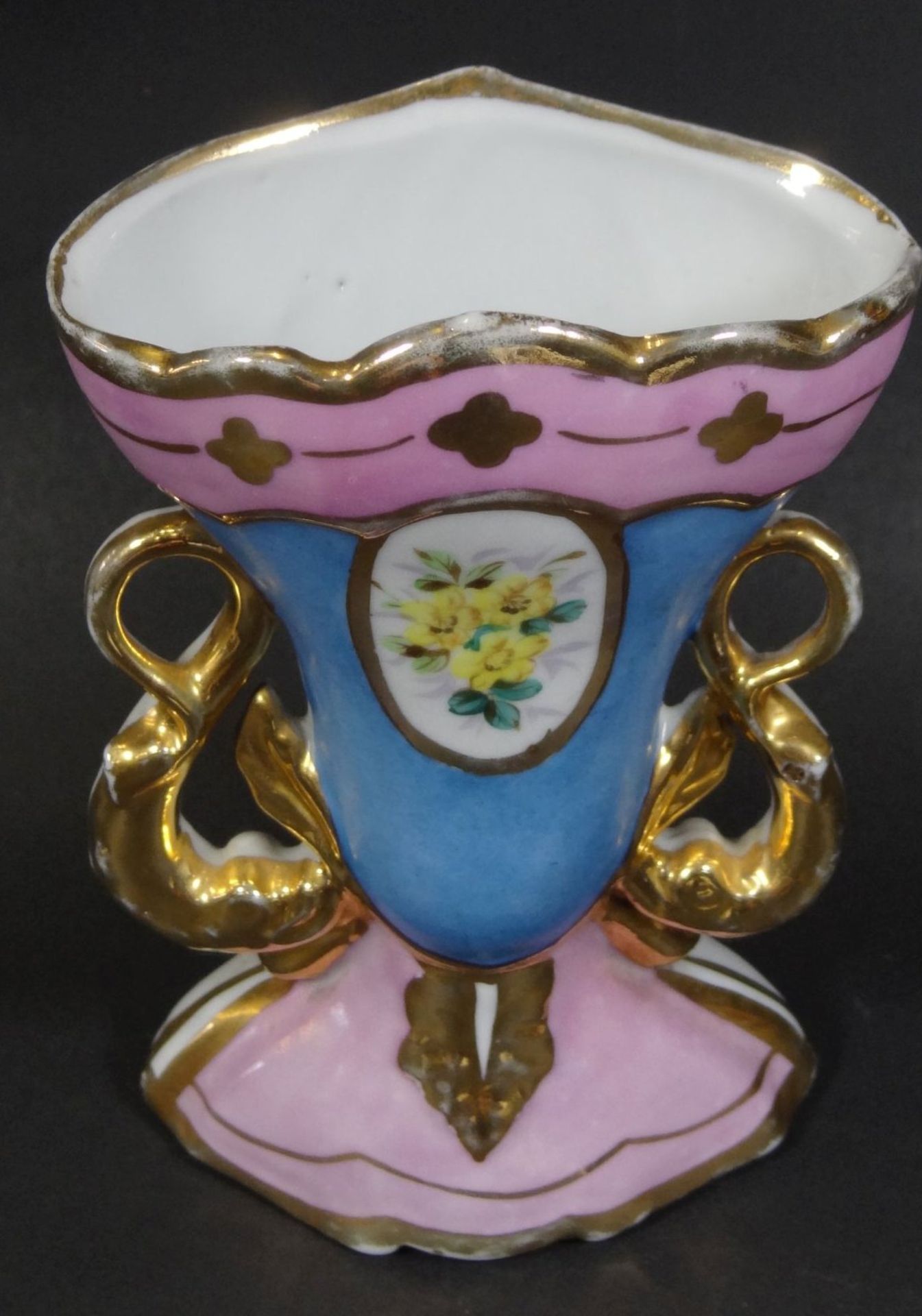 Biedermeier-Vase mit Goldstaffage, diese berieben, H-15 cm - Bild 3 aus 4