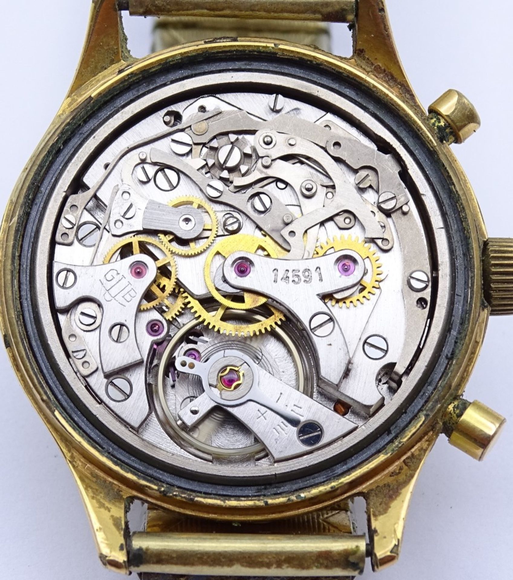 Zwei Armbanduhren "GUB",beide mechanisch,Werke laufen,vergoldet,Alters-u. Gebrauchsspuren, d-33- - Bild 5 aus 9