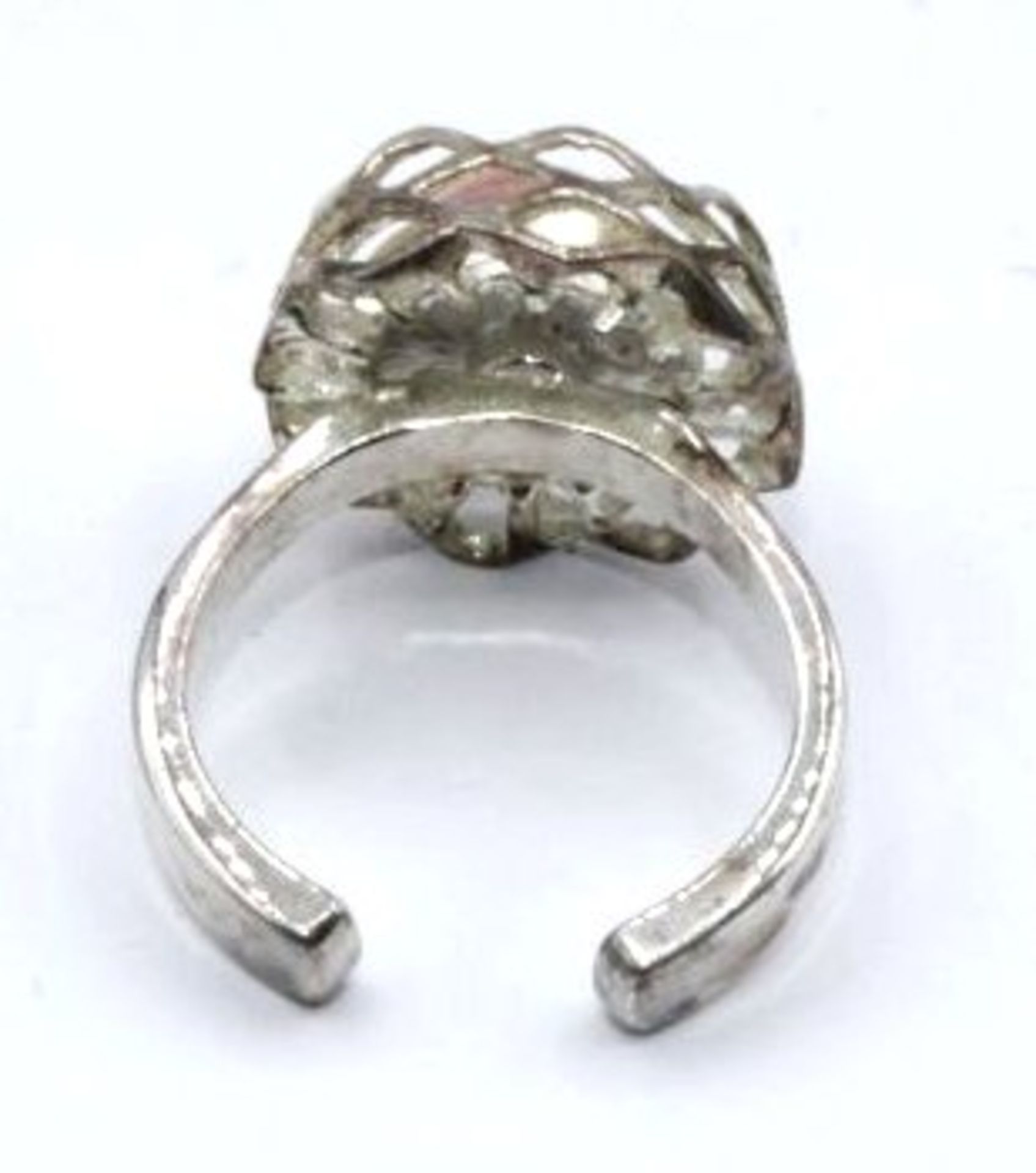 835er Silber-Ring mit Rosenquartz, 6,5gr., offene Schiene. - Bild 2 aus 2