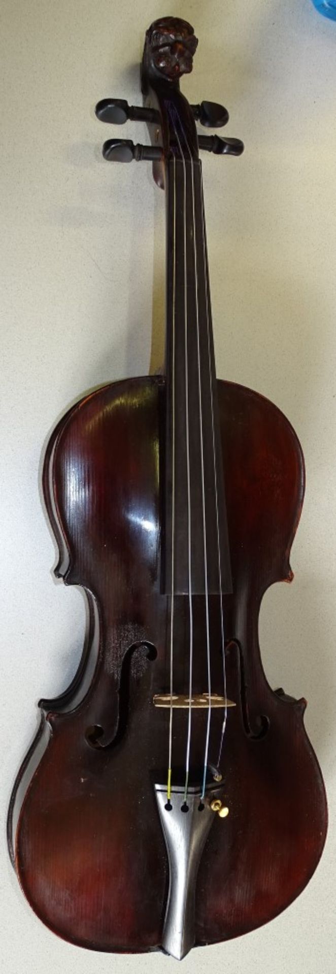 Geige- Hornsteiner Mittenwald 1882,Etikett in Geigen Korpus,sog.Löwenkopf Geige,anbei 2 Bögen,1x - Bild 2 aus 10