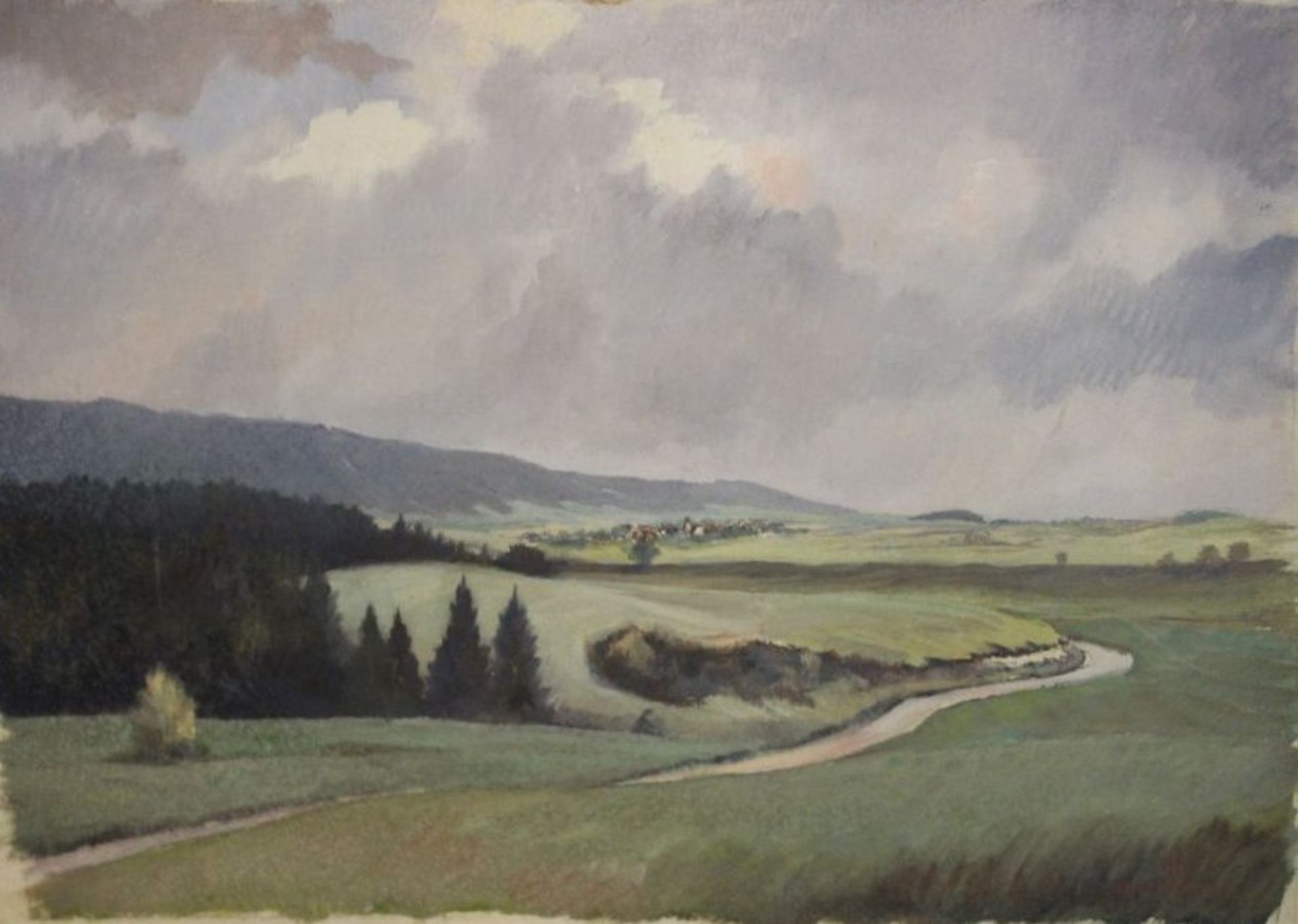 Erich BRODKORB (1896-1968), Landschaft Erzgebirge, Pastell, Papier auf Pappe, ungerahmt, 37 x 51cm.