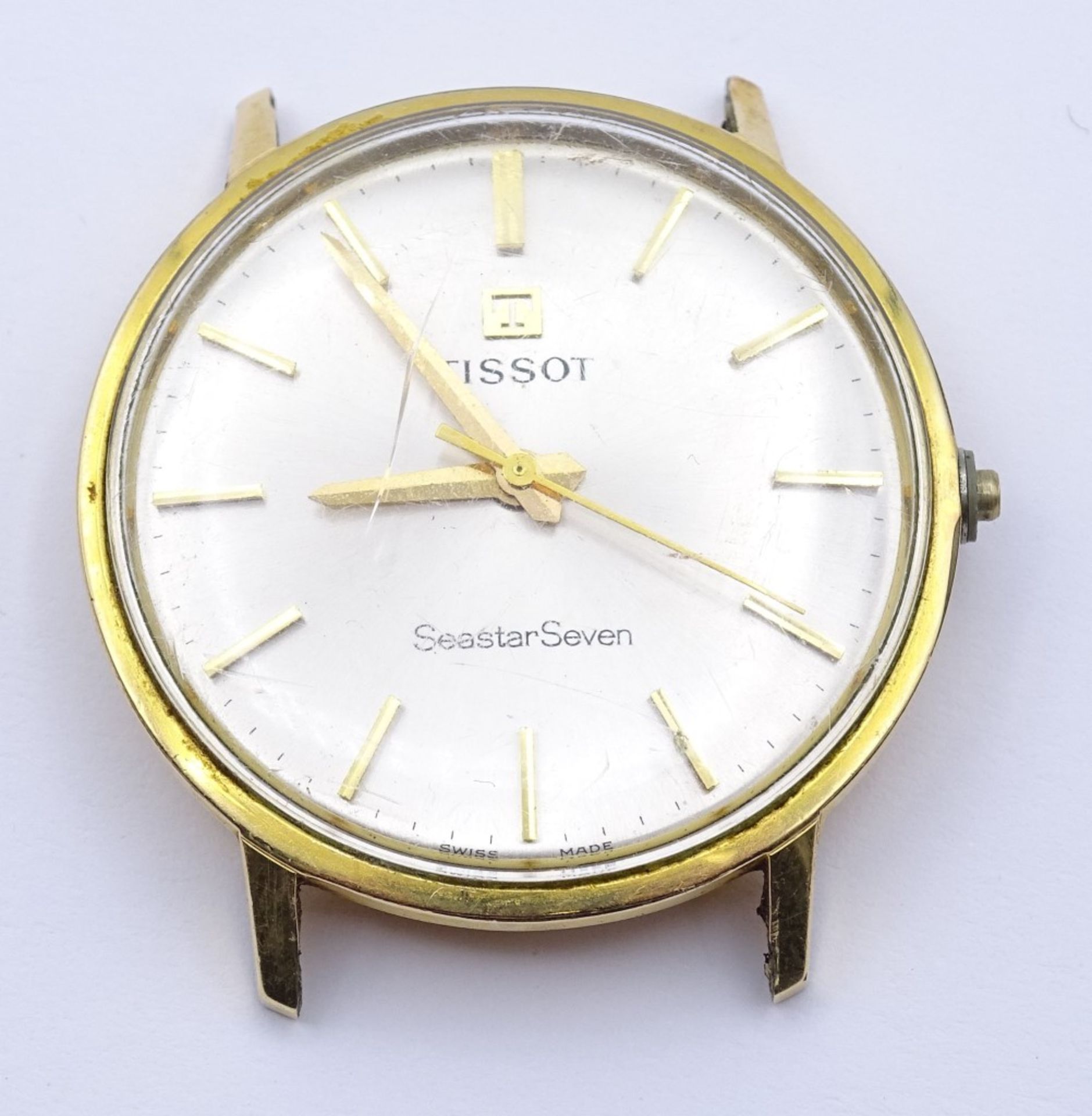 Armbanduhr "Tissot-SeastarSeven",mechanisch,Werk läuft,vergoldet,d-33,8mm,Krone fehl - Bild 2 aus 3