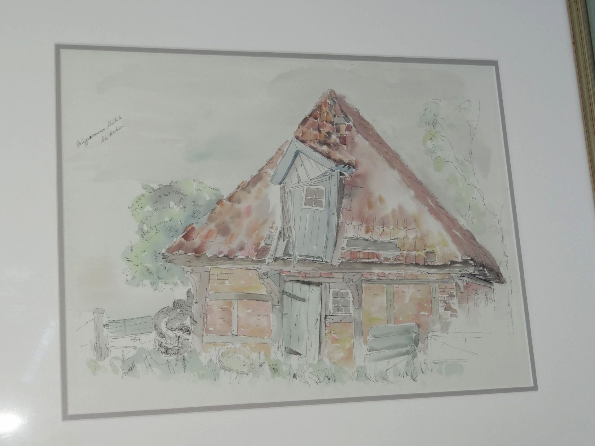 Ardelt "Brüggemanns Mühle bei Herben" Aquarell, ger/Glas, RG 55x65 - Bild 3 aus 5