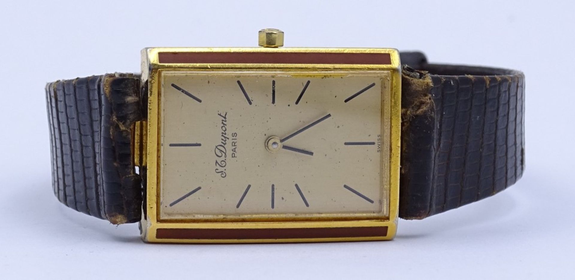 Armbanduhr "St.Dupont",verso China Lack,Quartz,Funktion nicht geprüft,Alters-u. Gebrauchsspuren - Bild 5 aus 7