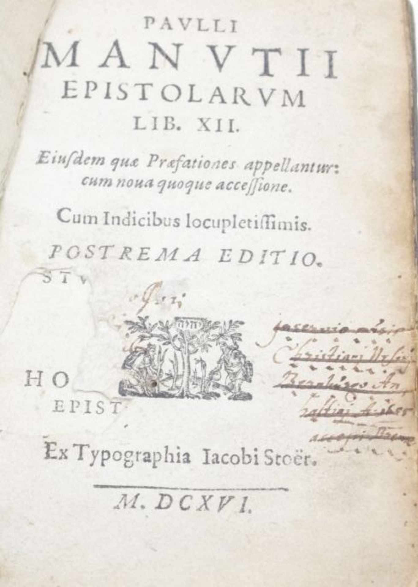 Manuzio Paolo (1512-1574),Paulli Manutii Epistolarium libri XII. Uno nuper addito. UNITO A: Paulli