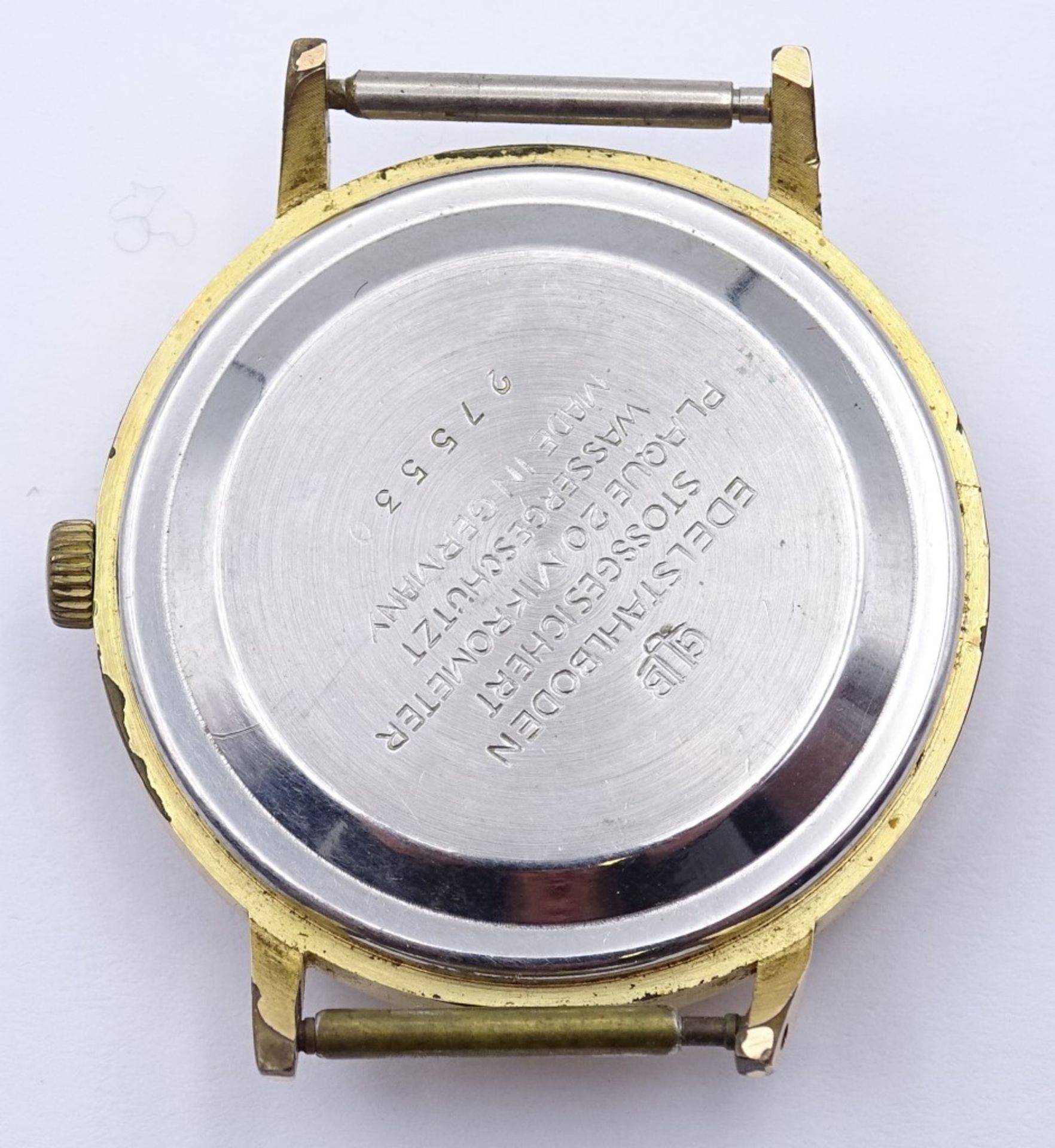 Armbanduhr "Glashütte-Spezimatic",Werk steht,vergoldet,d-36,,.Glas beschädi - Bild 2 aus 2