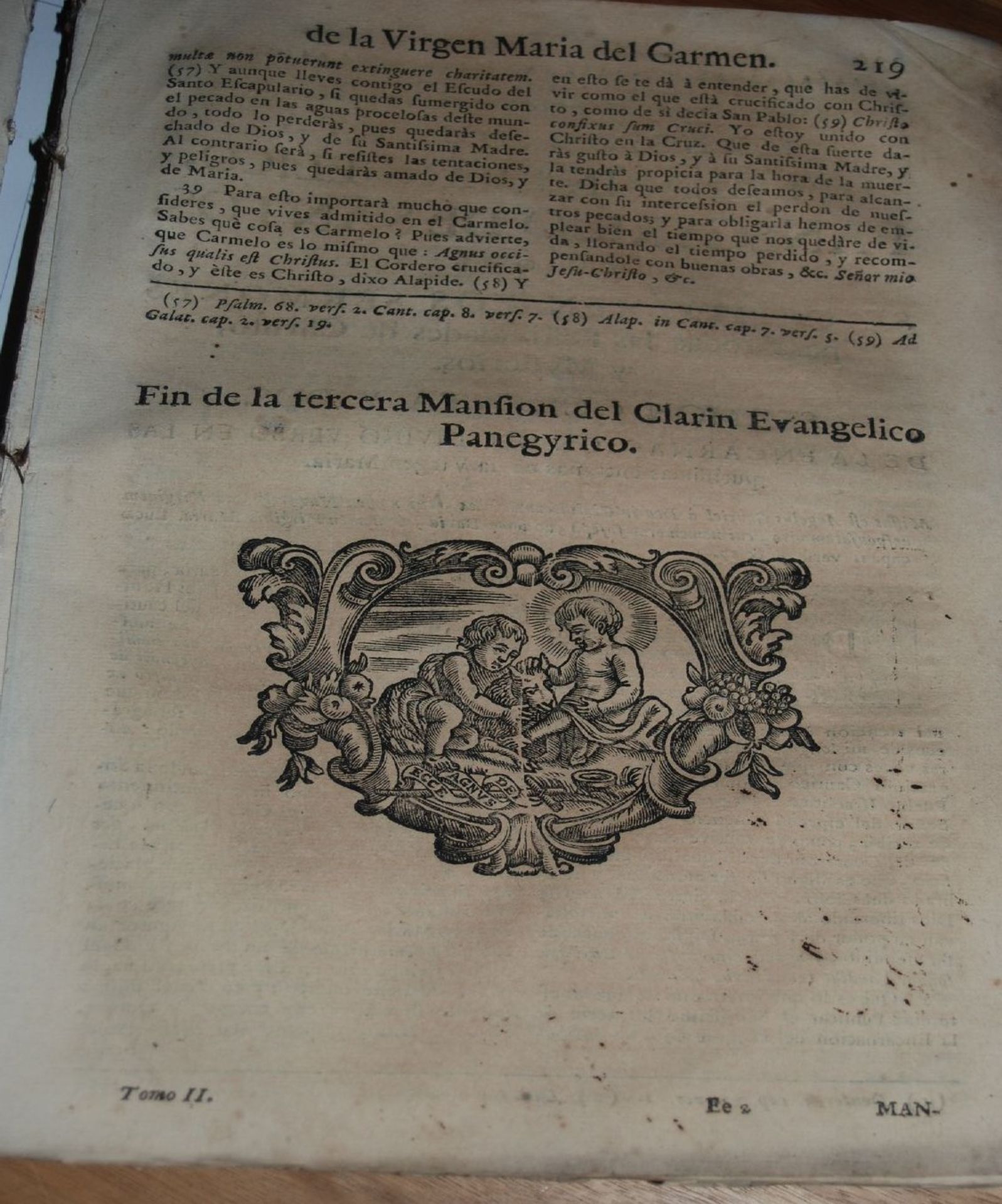 clarin evangelico panegyrico..Barcelona 1753, spanisch, PP, tw. Bindung lose, mit Wurmschäden - Bild 6 aus 9