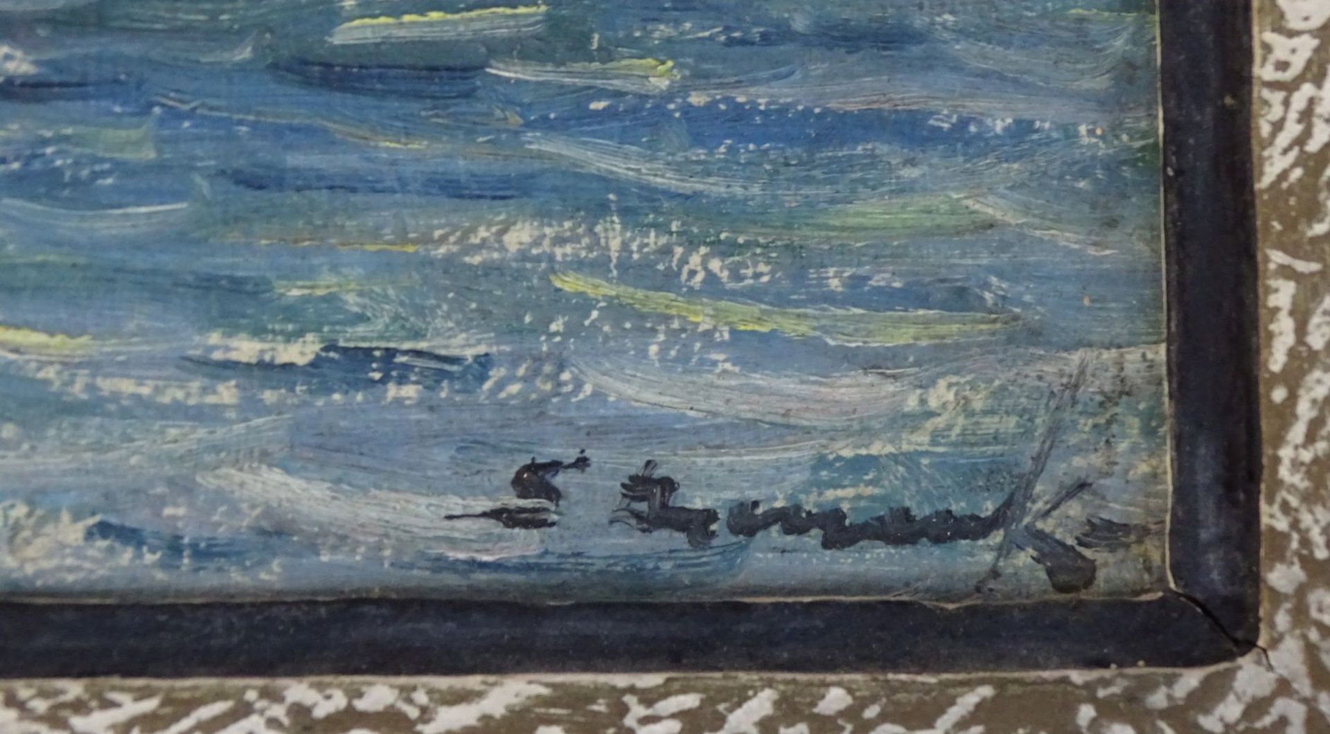 Eugeniusz DZIERZENCKI (1904-1990) "Segelboot vor Leuchtturm", Öl/Malfaser, 12x18 cm, gerahmt, RG - Bild 3 aus 5
