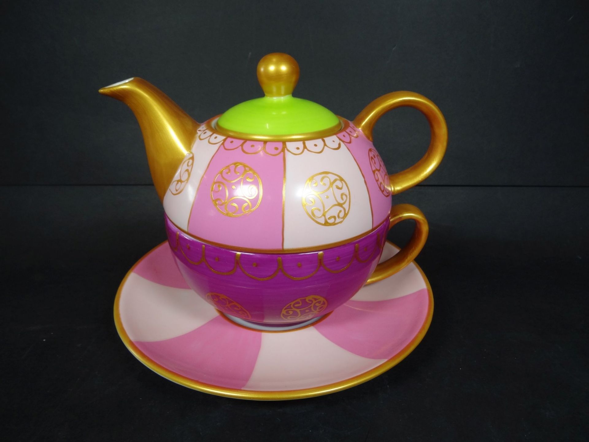 Teekanne mit Tasse "Top Line" Design, Zasse 0,2 l., Kanne 0,4 l.H-14 cm - Bild 2 aus 7