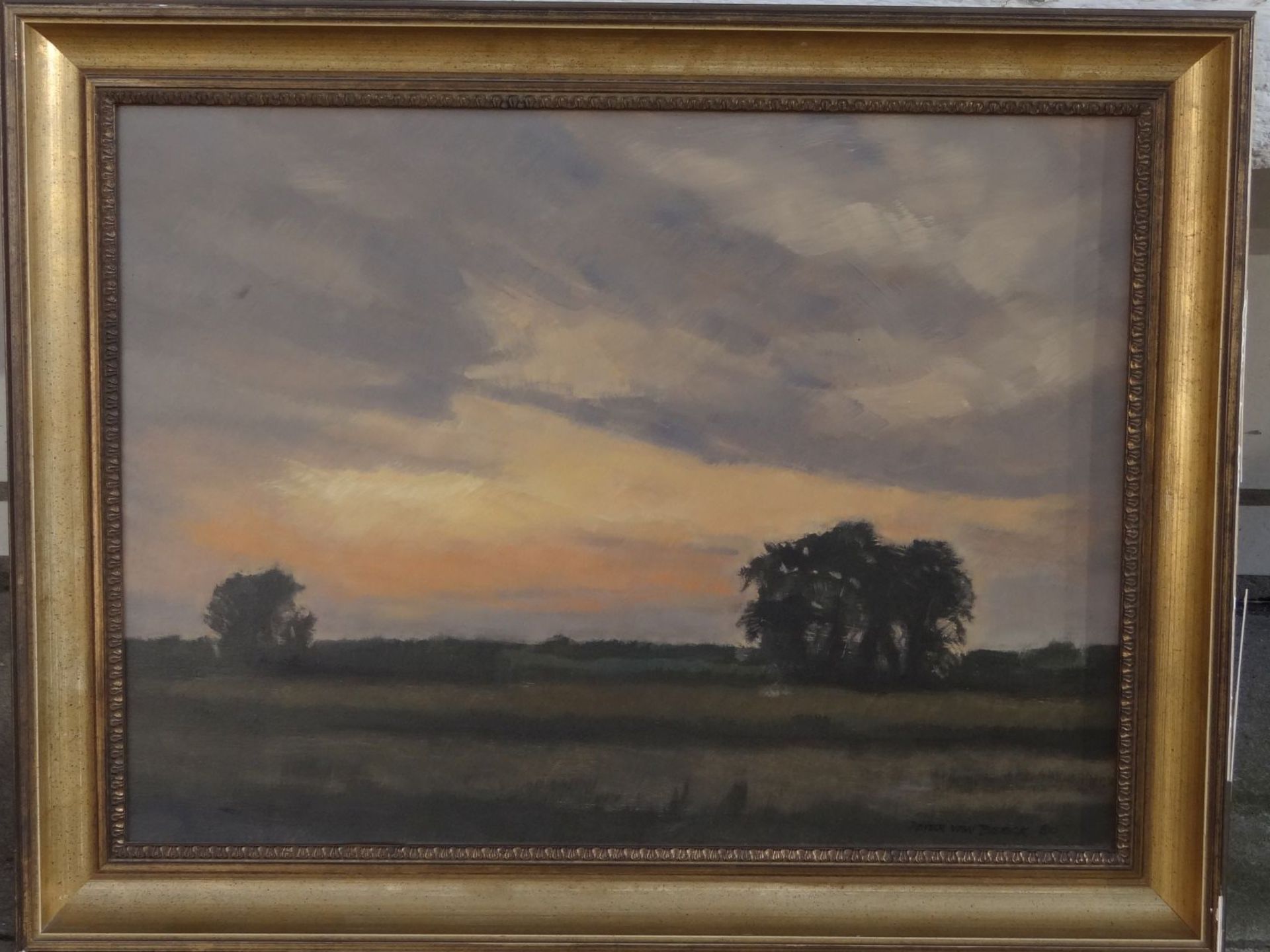 Peter VAN BEEK (1923), 1980 " Abendhimmel im Teufelsmoor" Öl/Holz , gerahmt, RG 42x57 c - Bild 2 aus 4