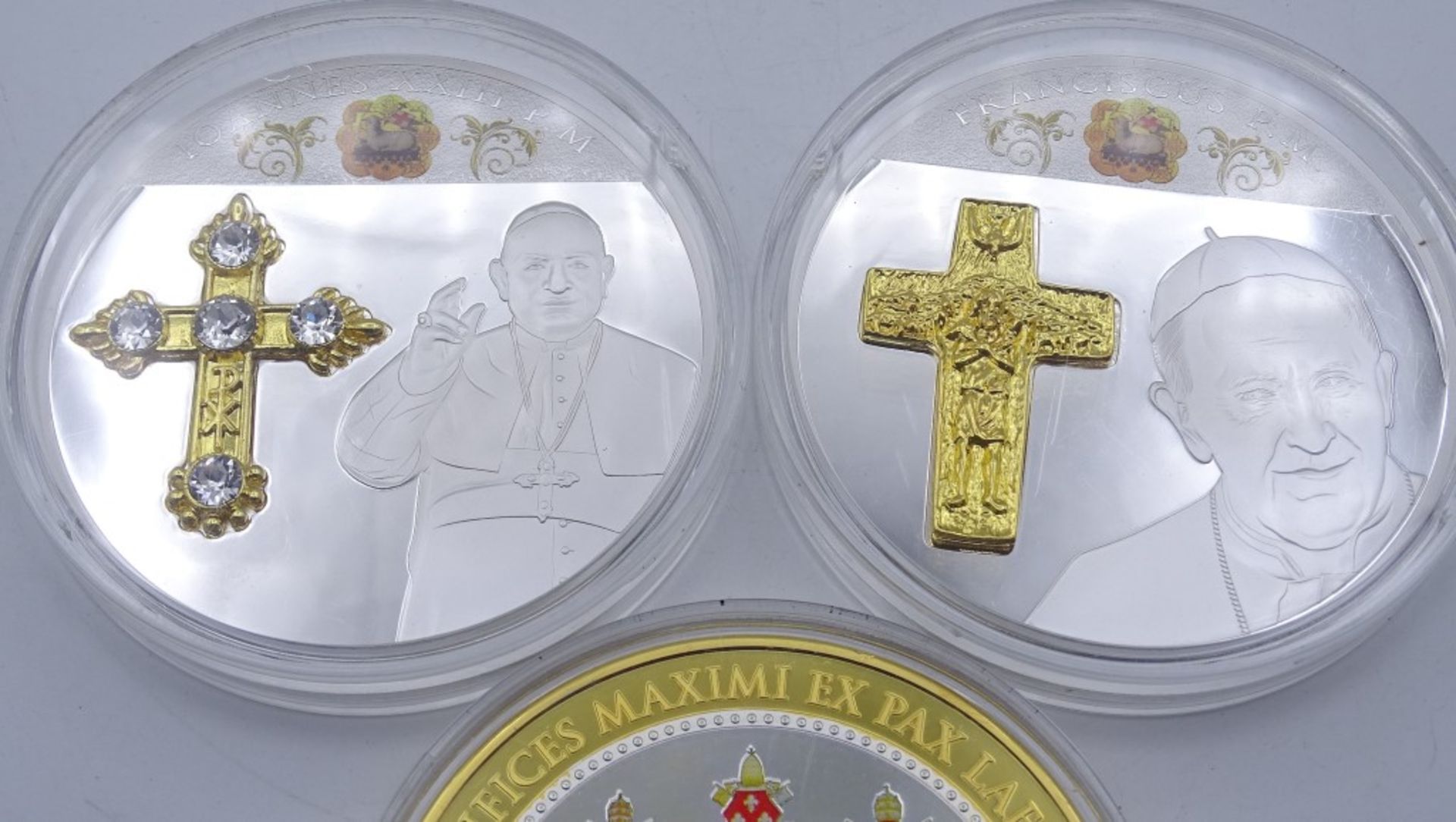 3x große Medaillen mit Papst Motiven,gekapsel - Bild 2 aus 4