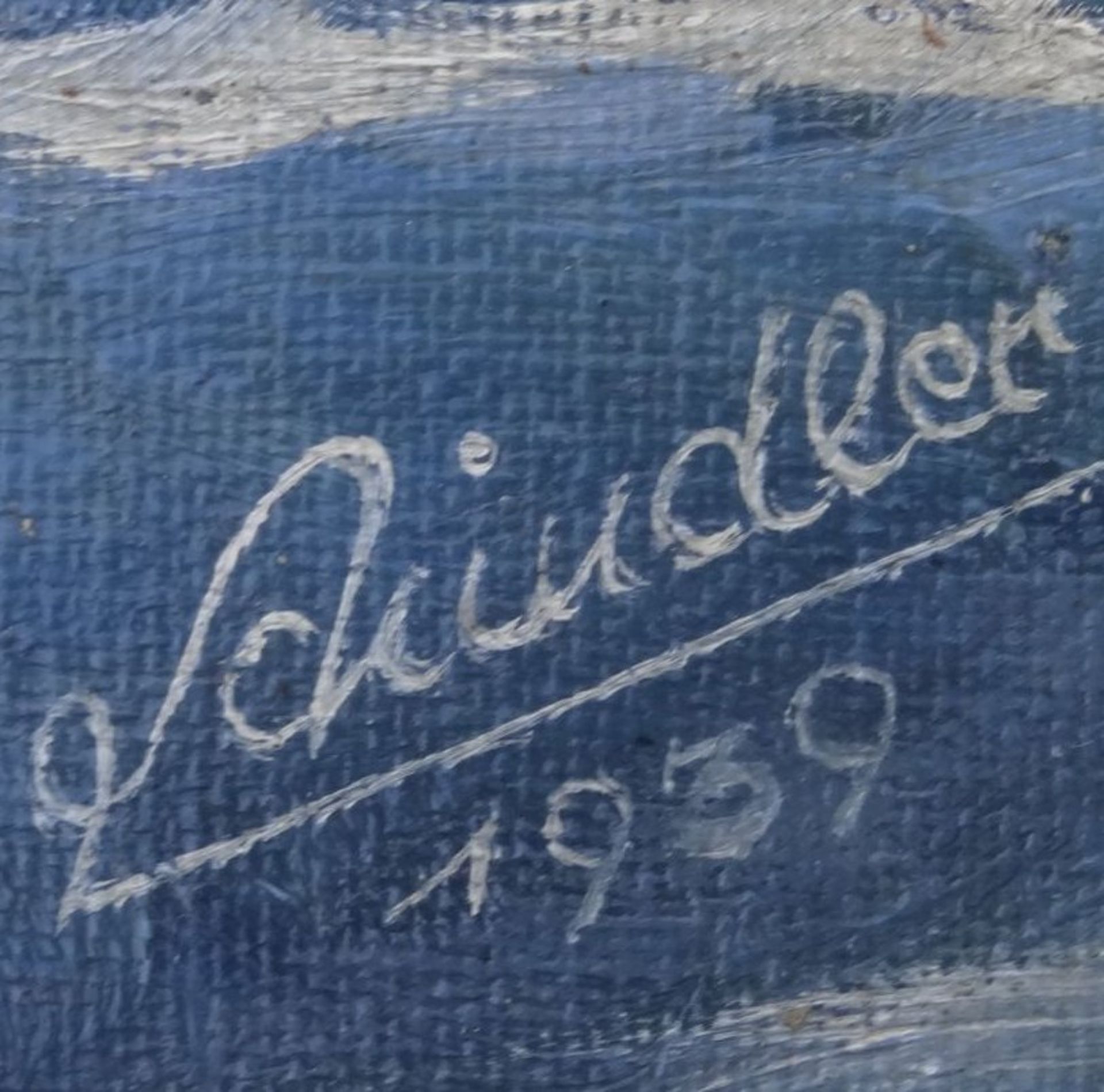 Schindler, 1939 "Segelschiff", Öl/Leinen, gerahmt, RG 51x71 c - Bild 5 aus 6