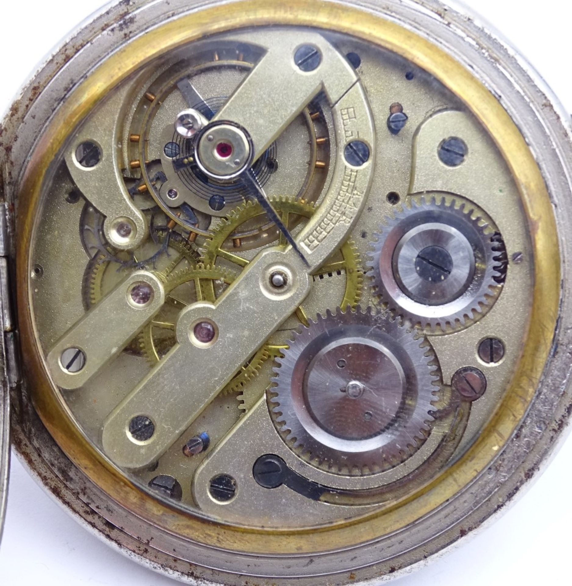 Übergorße HTU sog.Eisenbahner Taschenuhr mit Mondphase,mechanisch (Handaufzug),Werk läuft, - Bild 6 aus 7