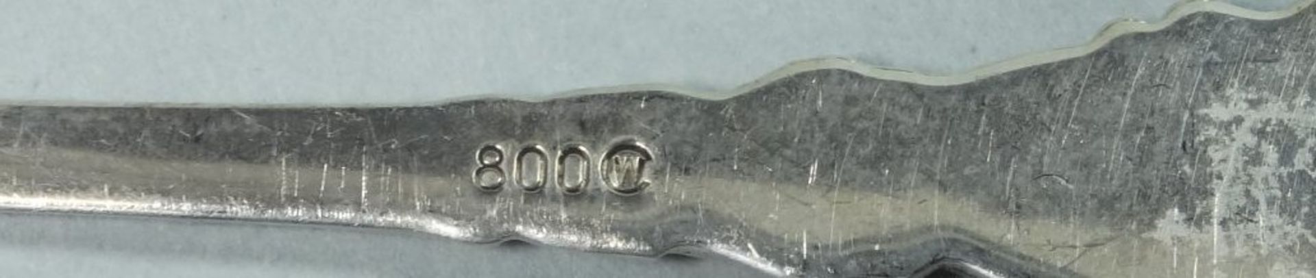 6x div. emaill. Wappenlöffel, alle Silber-800-, L-9,5 bis 15 cm, zus.74,1 gr - Bild 5 aus 10