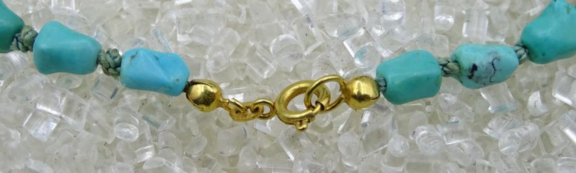 Türkise Halskette mit einer 585er GG Schließe,ca.L-60cm, 47,6g - Bild 4 aus 6