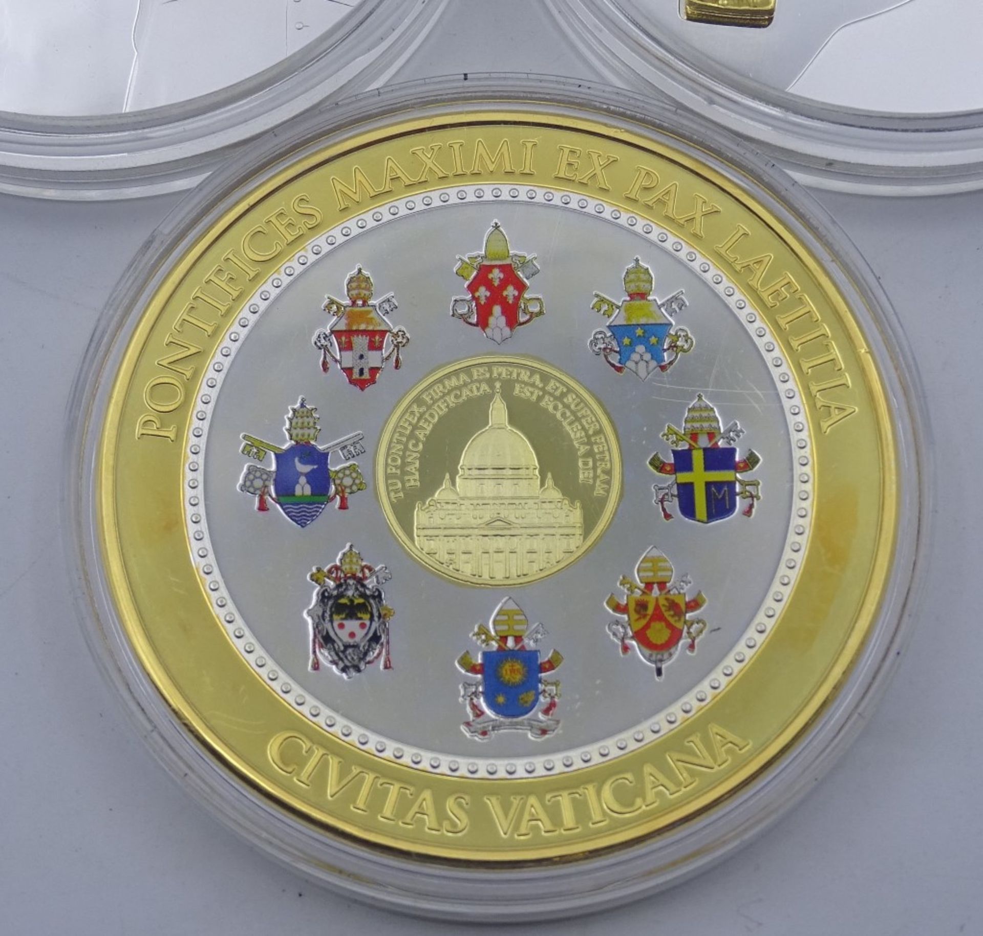 3x große Medaillen mit Papst Motiven,gekapsel - Bild 3 aus 4