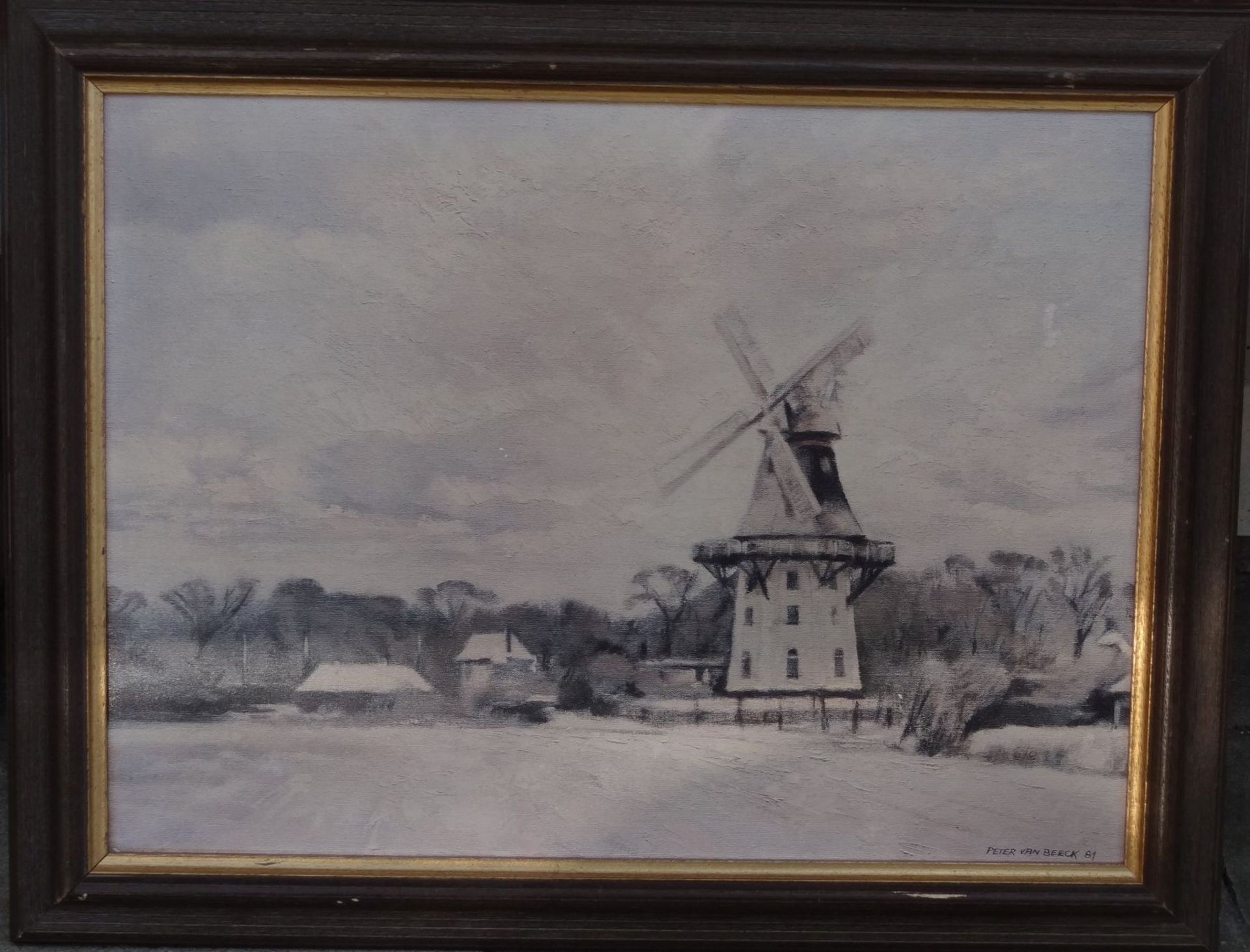 Peter VAN BEEK (1923), 1981 " Windmühle"" , Öl/Platte, gerahmt, RG 43x55 - Bild 2 aus 5