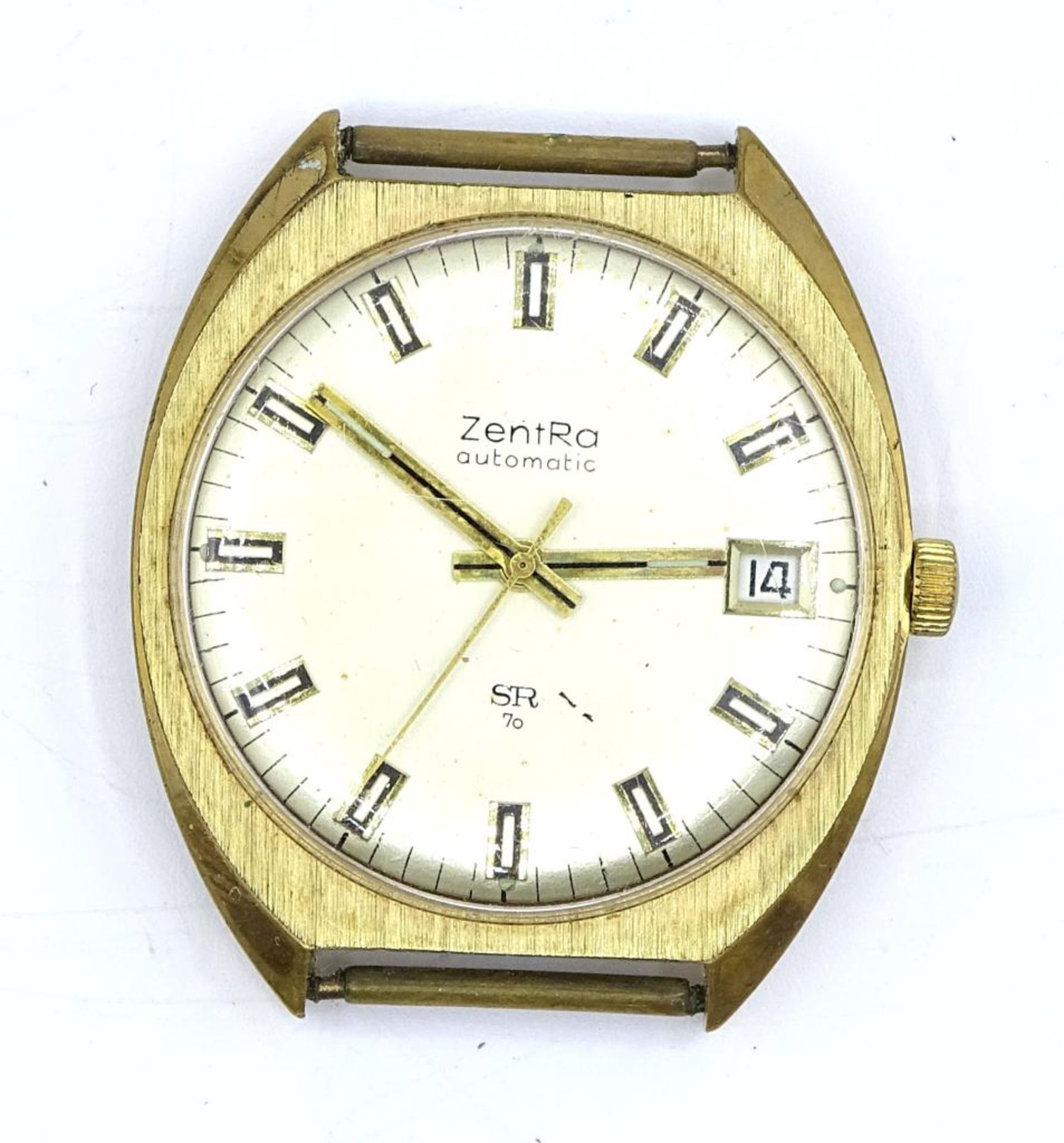 Armbanduhr ohne Band "Zentra",automatik,Werk läuft,vergoldet,Gehäuse 40x34