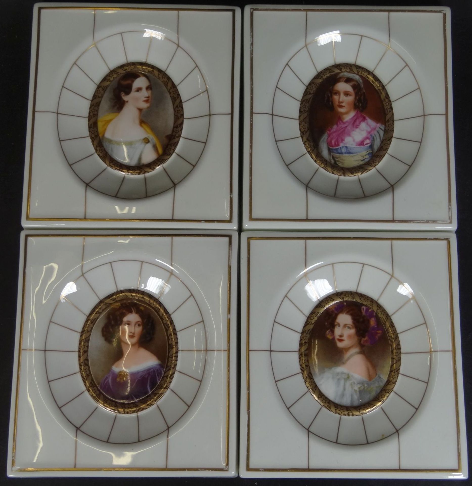 4x Frauenportraits, Galerie der Schönen, Heinrich Porzellan, 10,5x9,5 c - Bild 2 aus 5