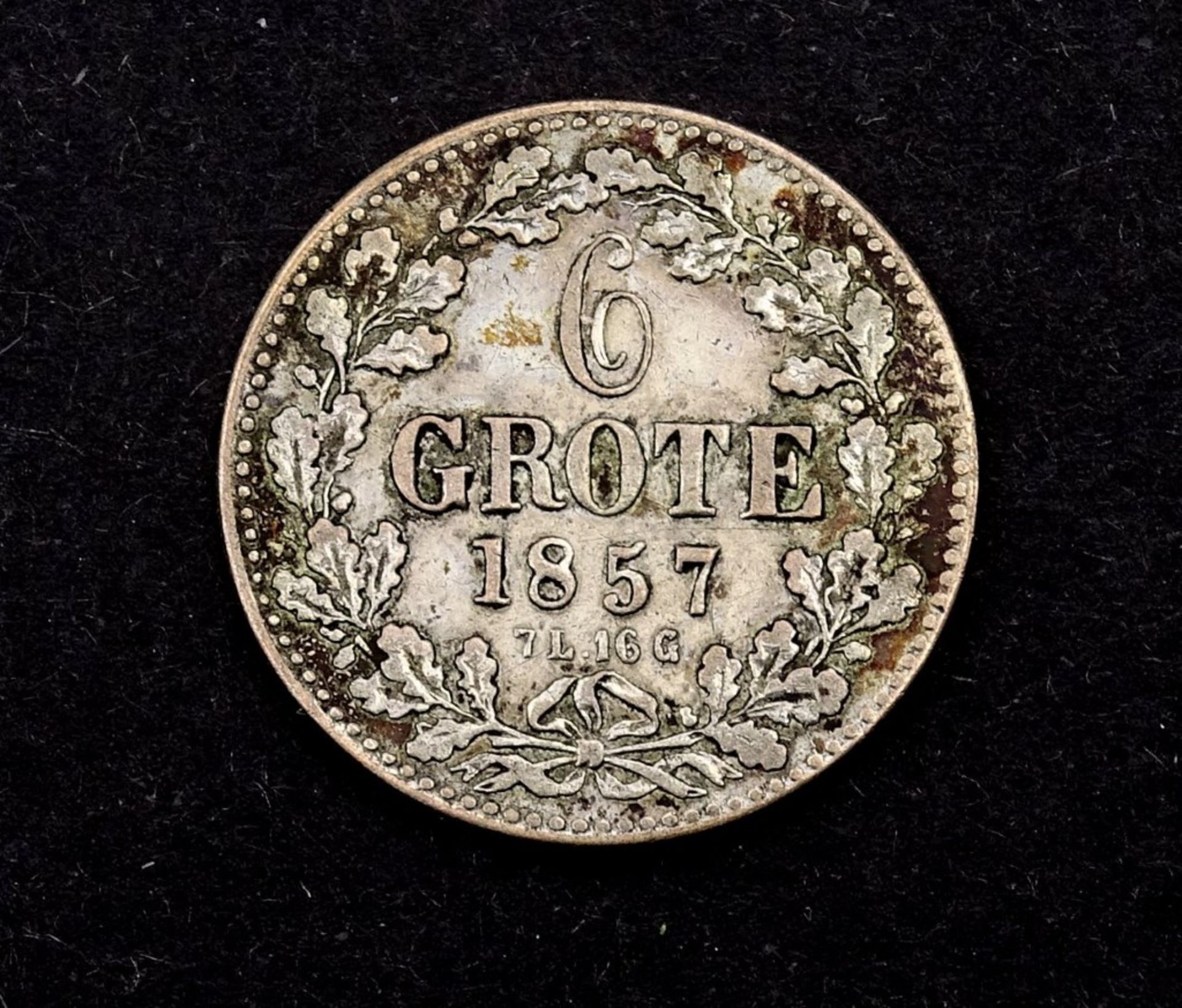 6 Grote 1857 Freie Hansestadt Bremen , 2,8gr., d-19,7mm