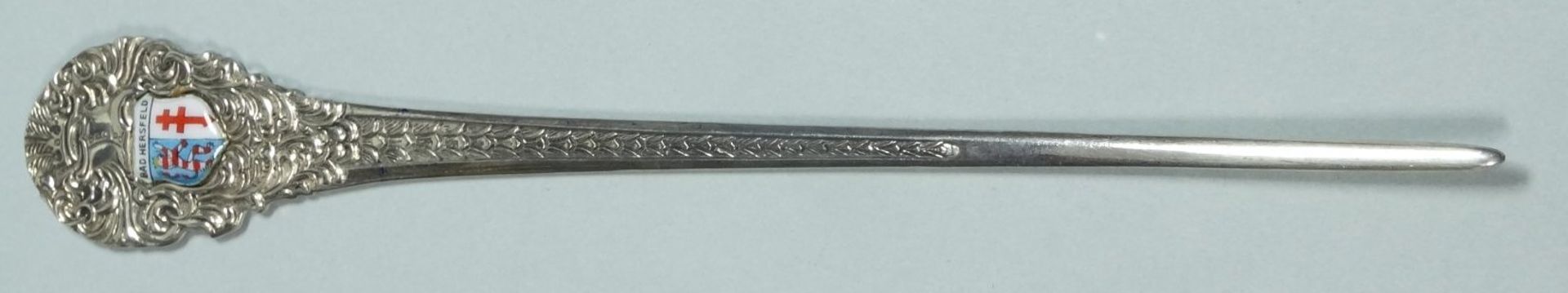 6x div. emaill. Wappenlöffel, alle Silber-800-, L-9,5 bis 15 cm, zus.74,1 gr - Bild 6 aus 10