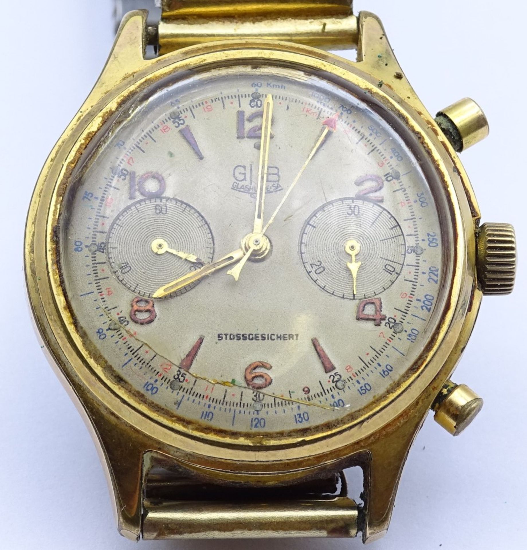 Zwei Armbanduhren "GUB",beide mechanisch,Werke laufen,vergoldet,Alters-u. Gebrauchsspuren, d-33- - Bild 7 aus 9