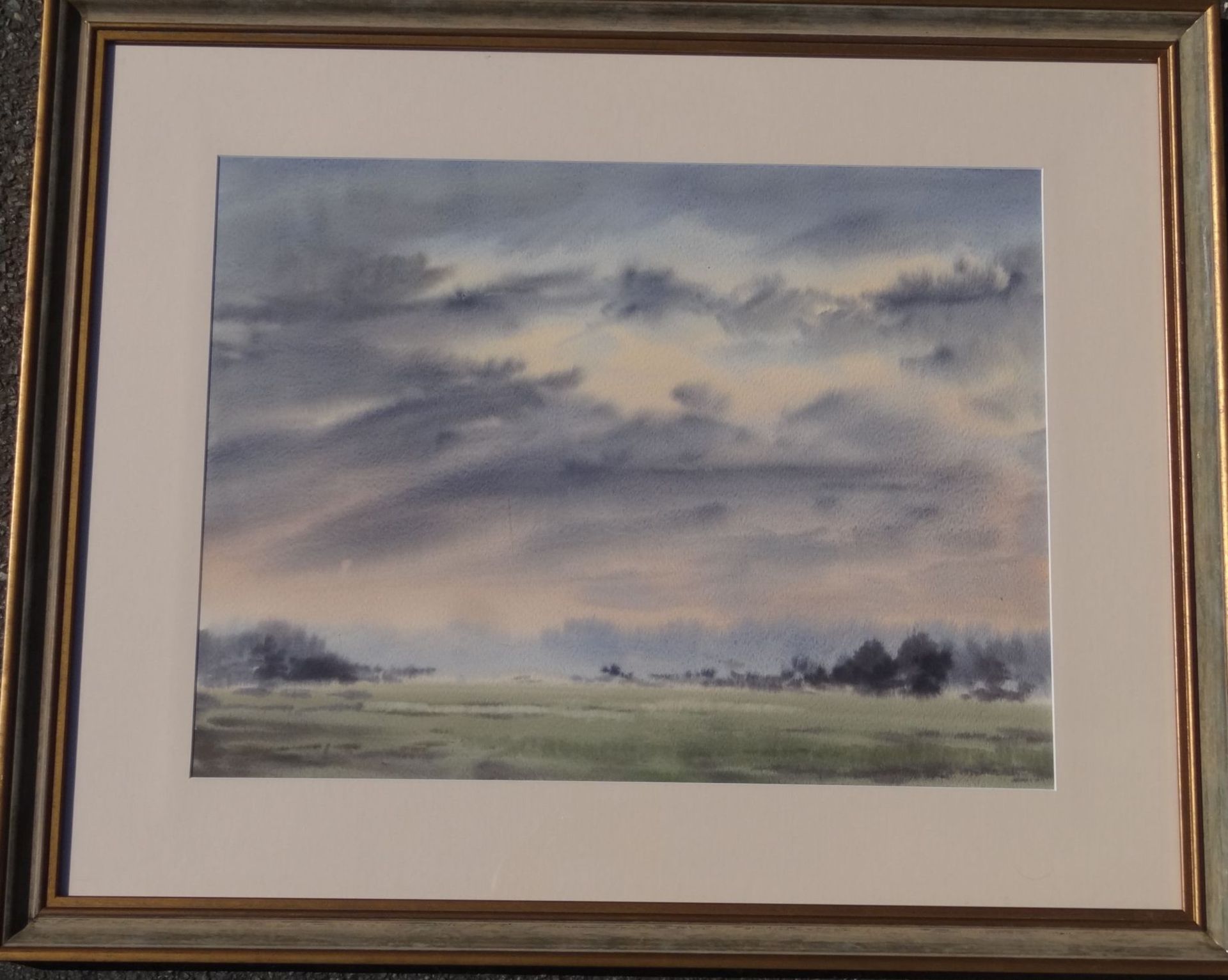 Peter VAN BEEK (1923) "Sturmhimmel überm Teufelsmoor" signiert re.u., grosses Aquarell, ger/Glas, - Bild 2 aus 3