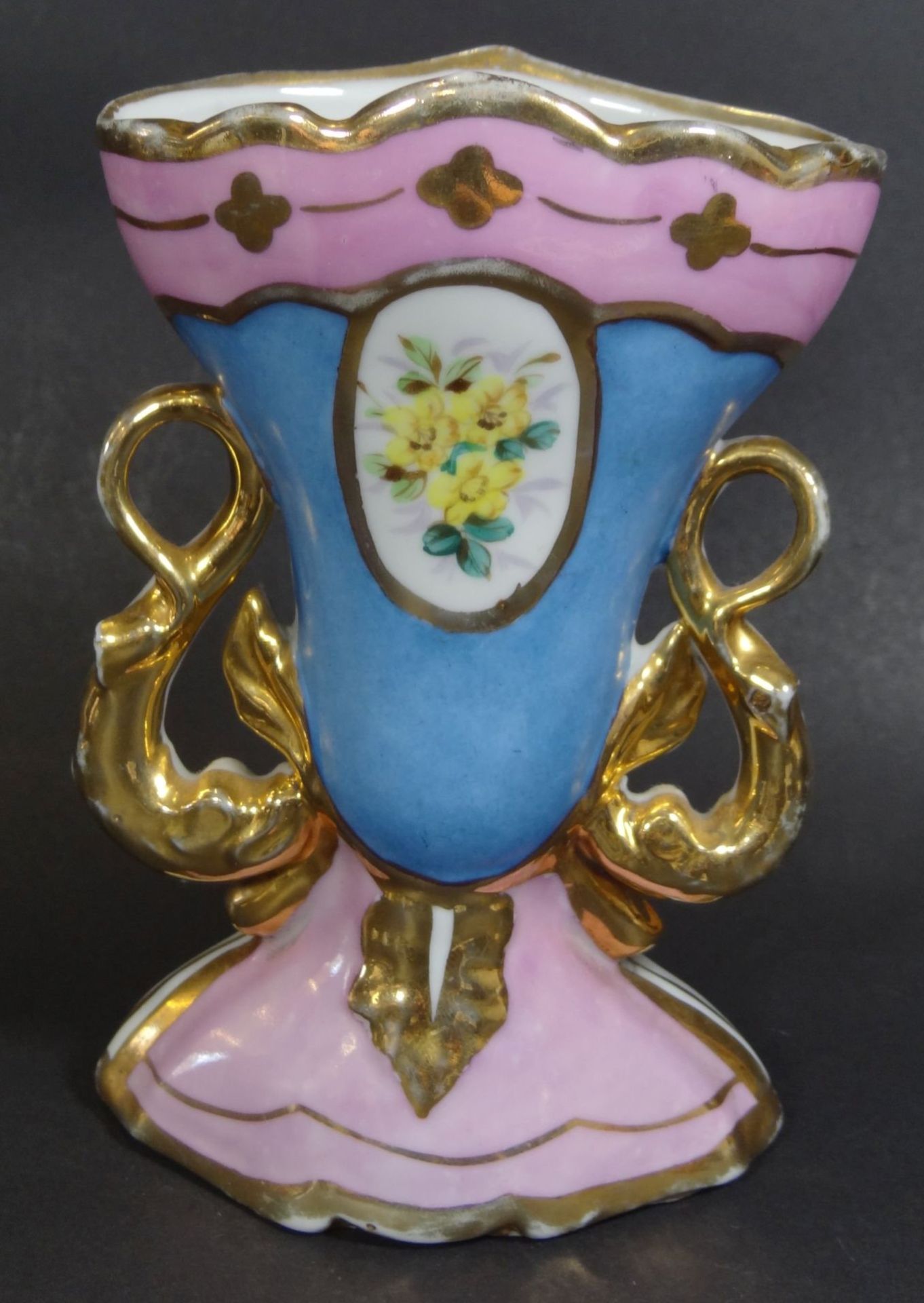 Biedermeier-Vase mit Goldstaffage, diese berieben, H-15 cm