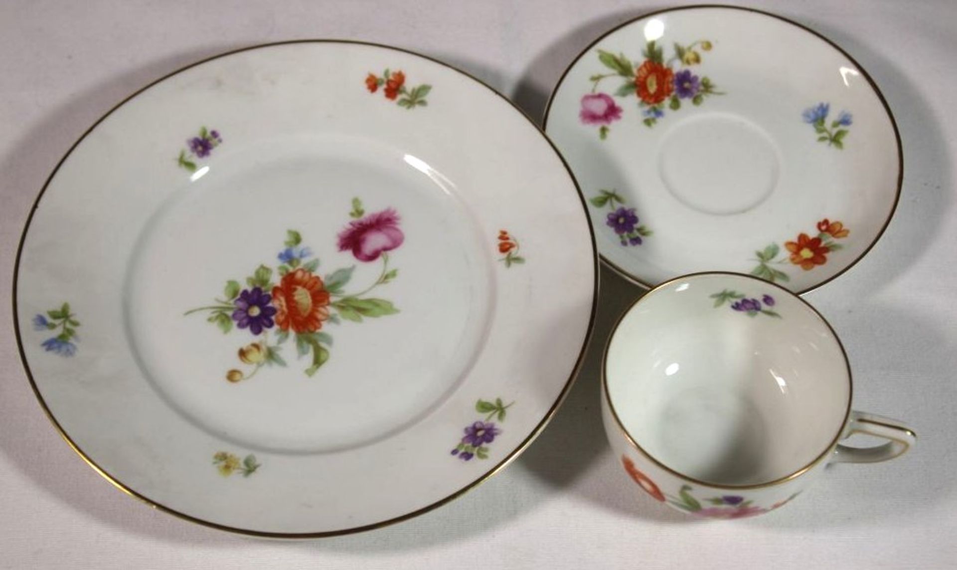 Mokka-Gedeck, Rosenthal, älter, florales Dekor, Tasse H-4cm. - Bild 3 aus 5