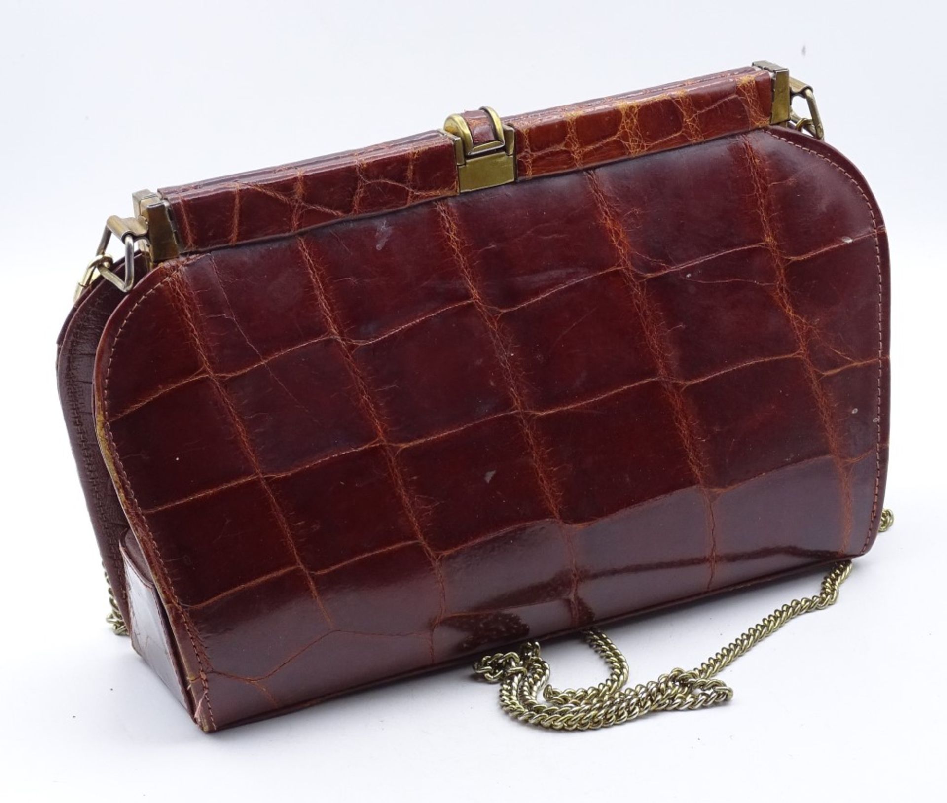 Damen Krokoleder Handtasche 25x16cm - Bild 4 aus 5