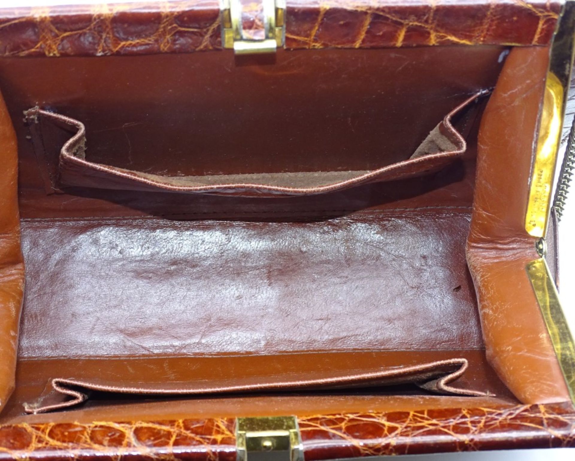 Damen Krokoleder Handtasche 25x16cm - Bild 2 aus 5