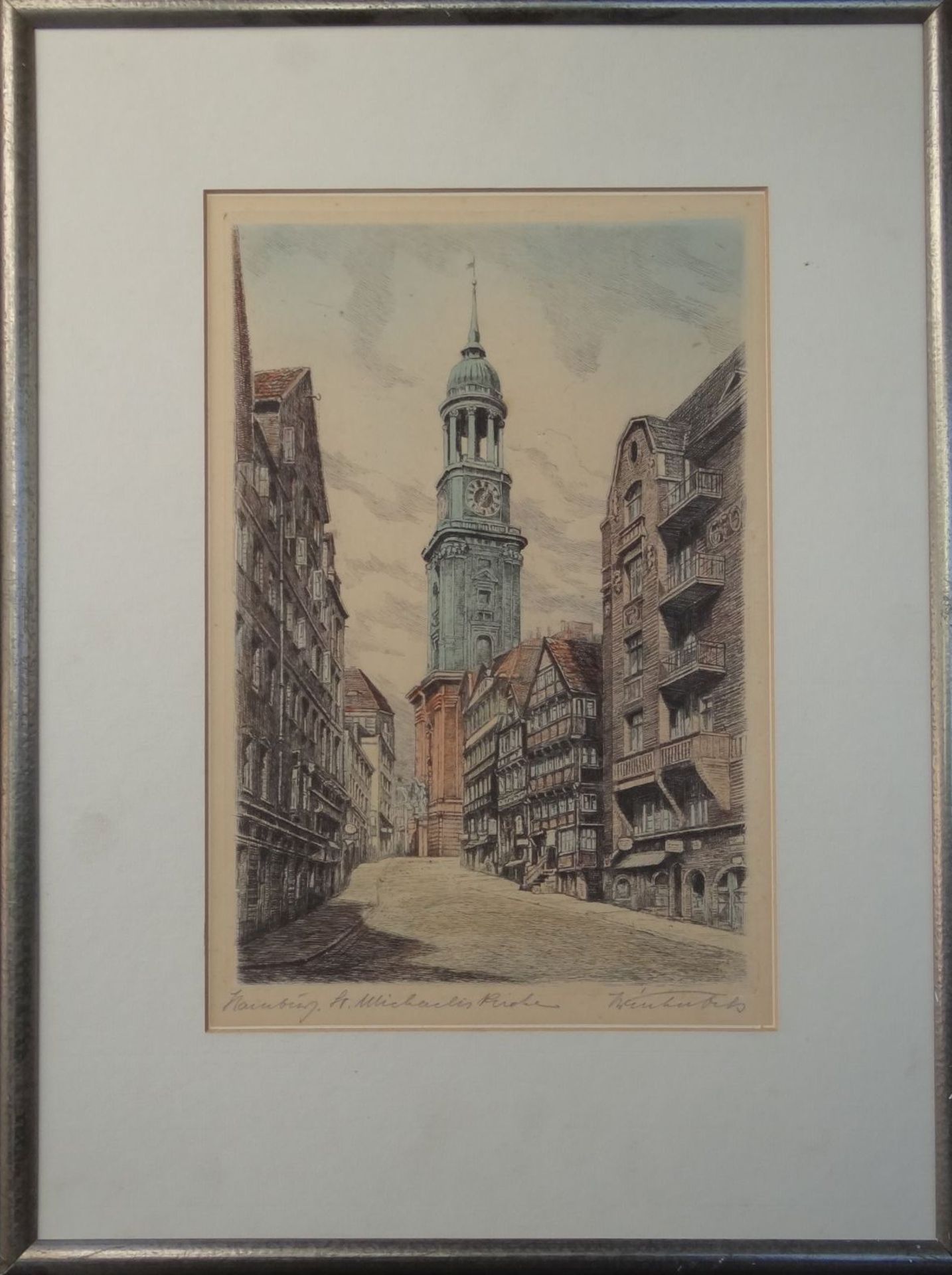 orig. Hamburg Farbradierung, gerahmt, RG 46x34 cm - Bild 2 aus 3