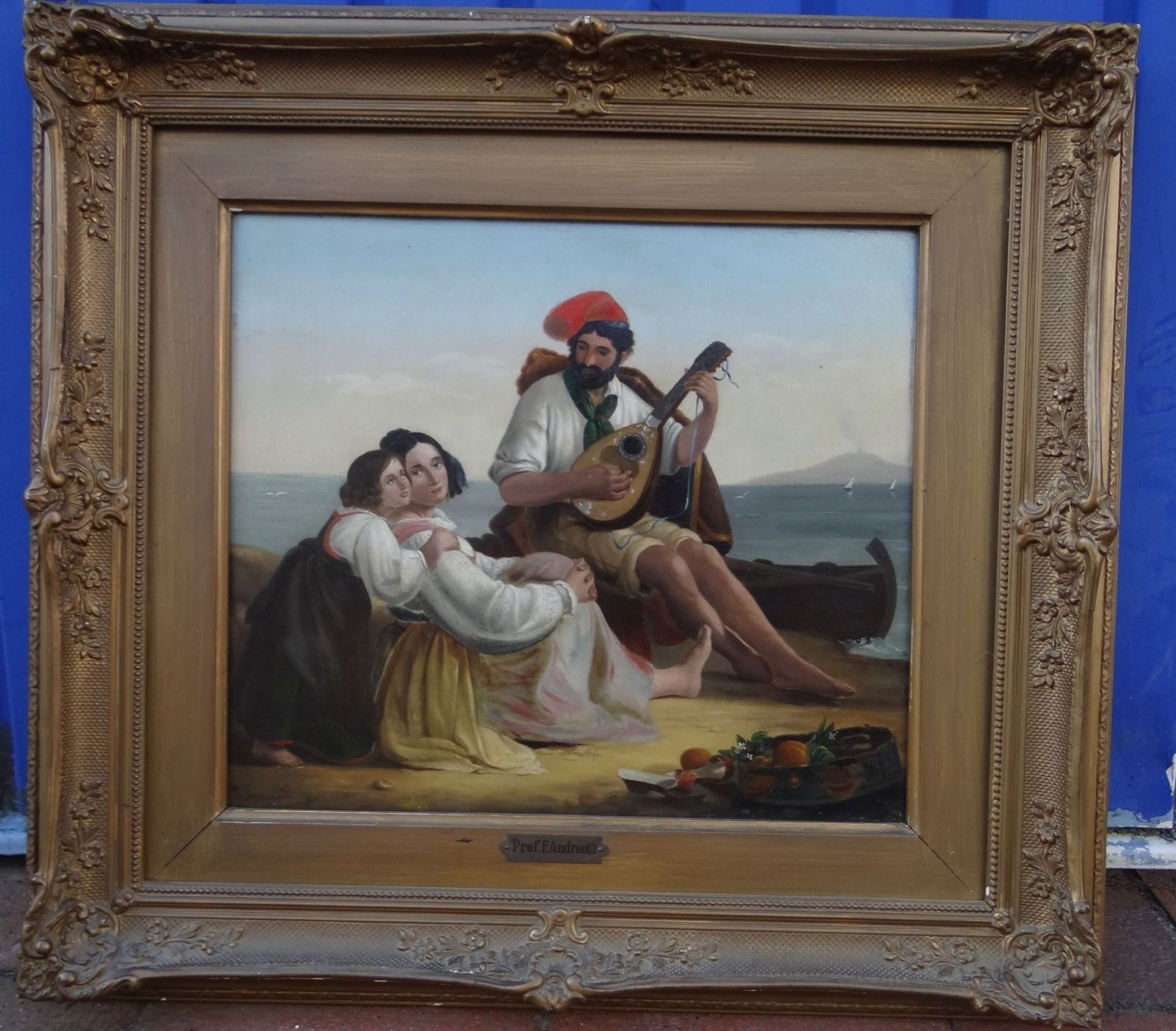 Federico ANDREOTTI (1847-1930) "Der Lautenspieler", Öl/Kupfer,33x38 cm, gut gerahmt, RG 54x59 cm, - Image 3 of 9