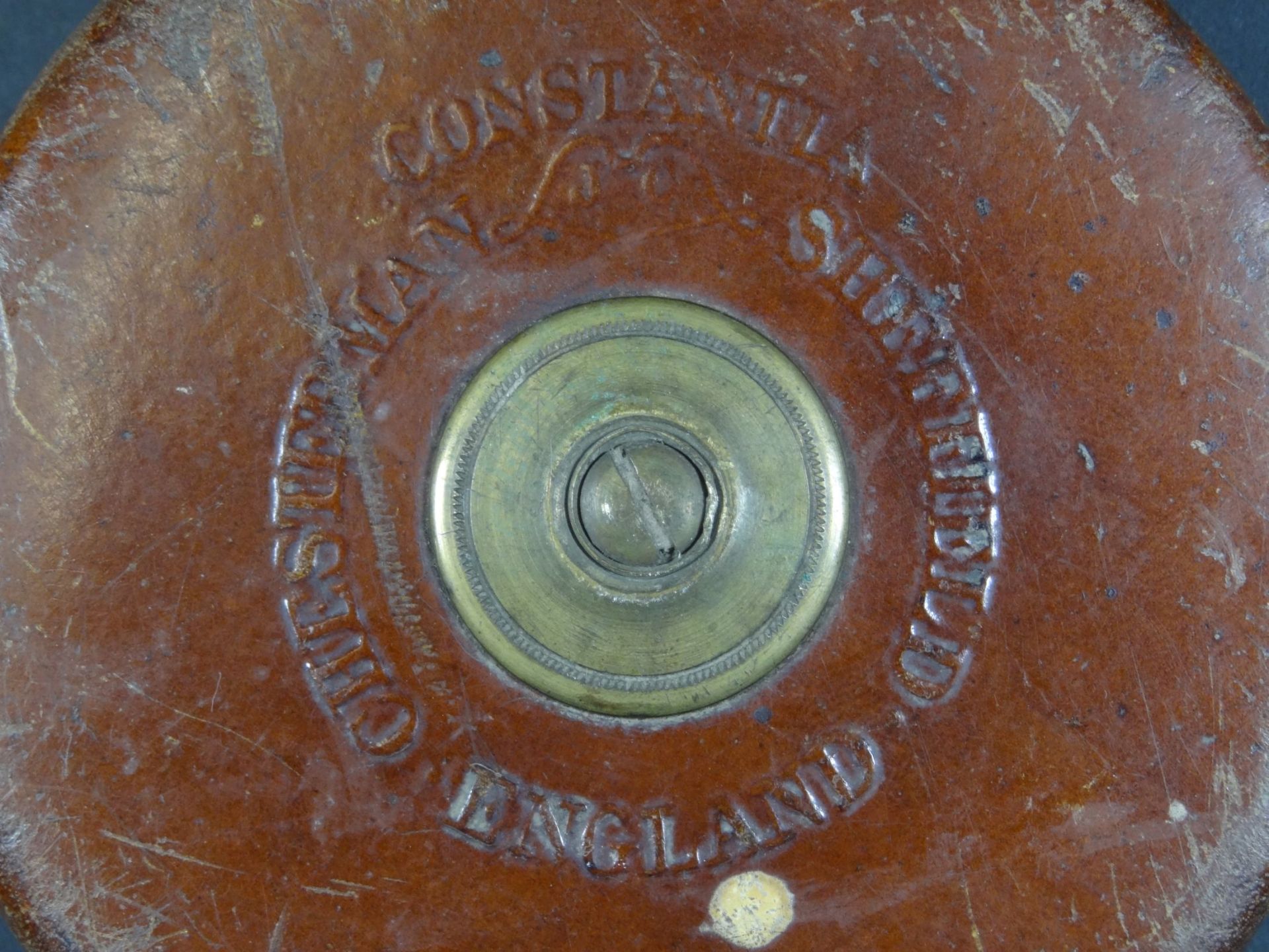 langes Massband zum ausrollen, Lederhülle "Constanta" Sheffield, D-11 cm, Alters-u. Gebrauchsspure - Image 4 of 5