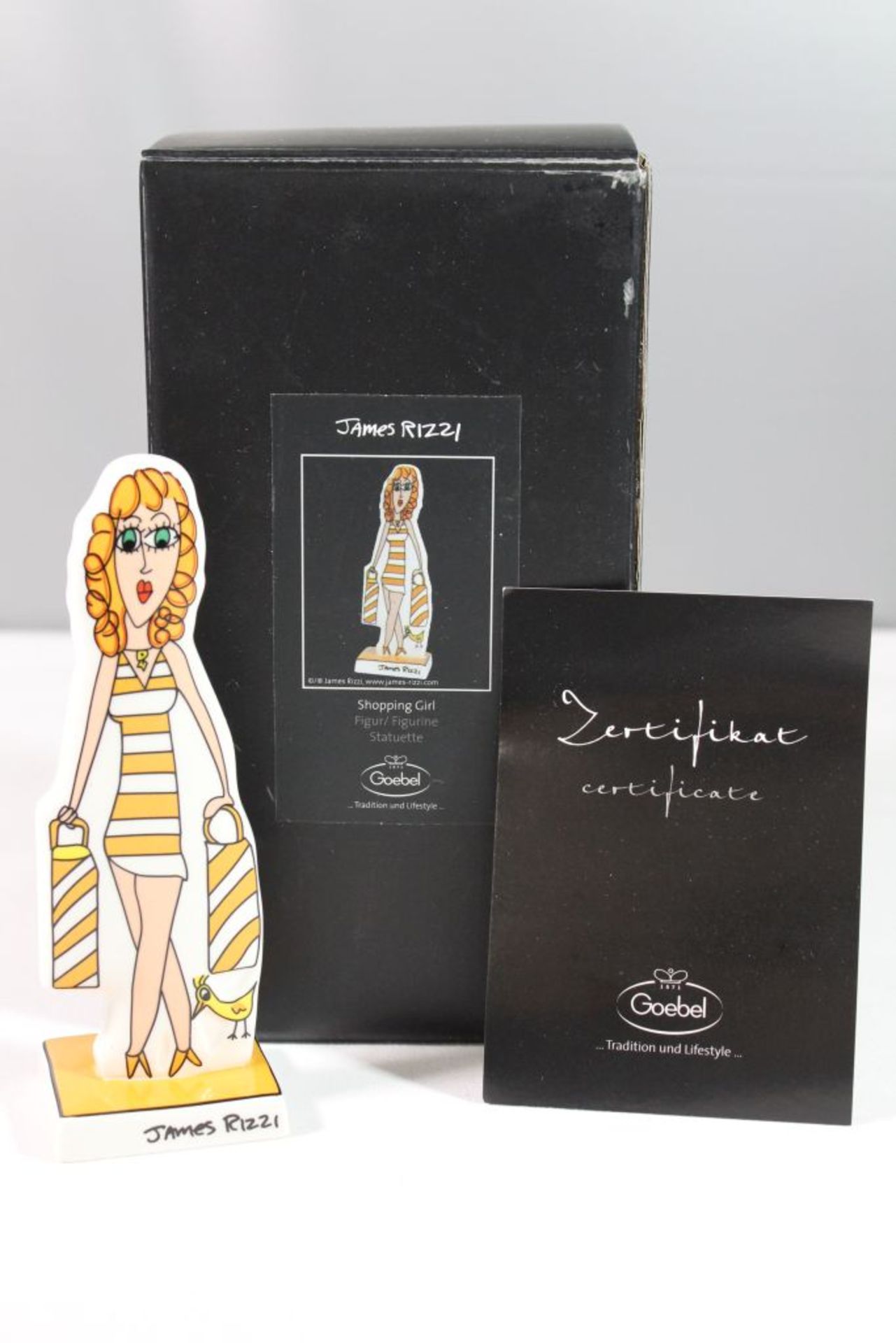 Goebel-Figur "Shopping Girl", Artis Orbis, Entw. James Rizzi, orig. Karton, H-13,5cm.