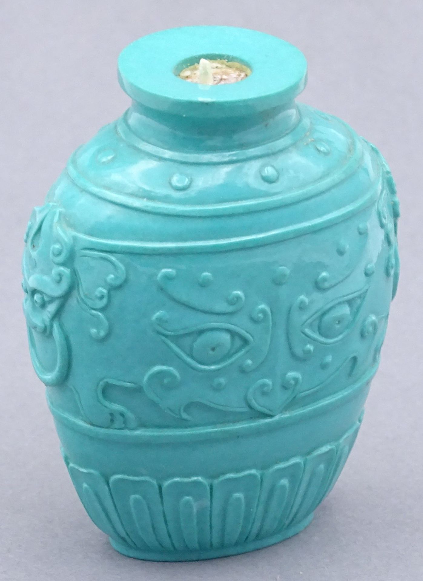 Snuff-Bottle, Stein?, beschnitzt, China, Deckel fehlt - Bild 4 aus 5