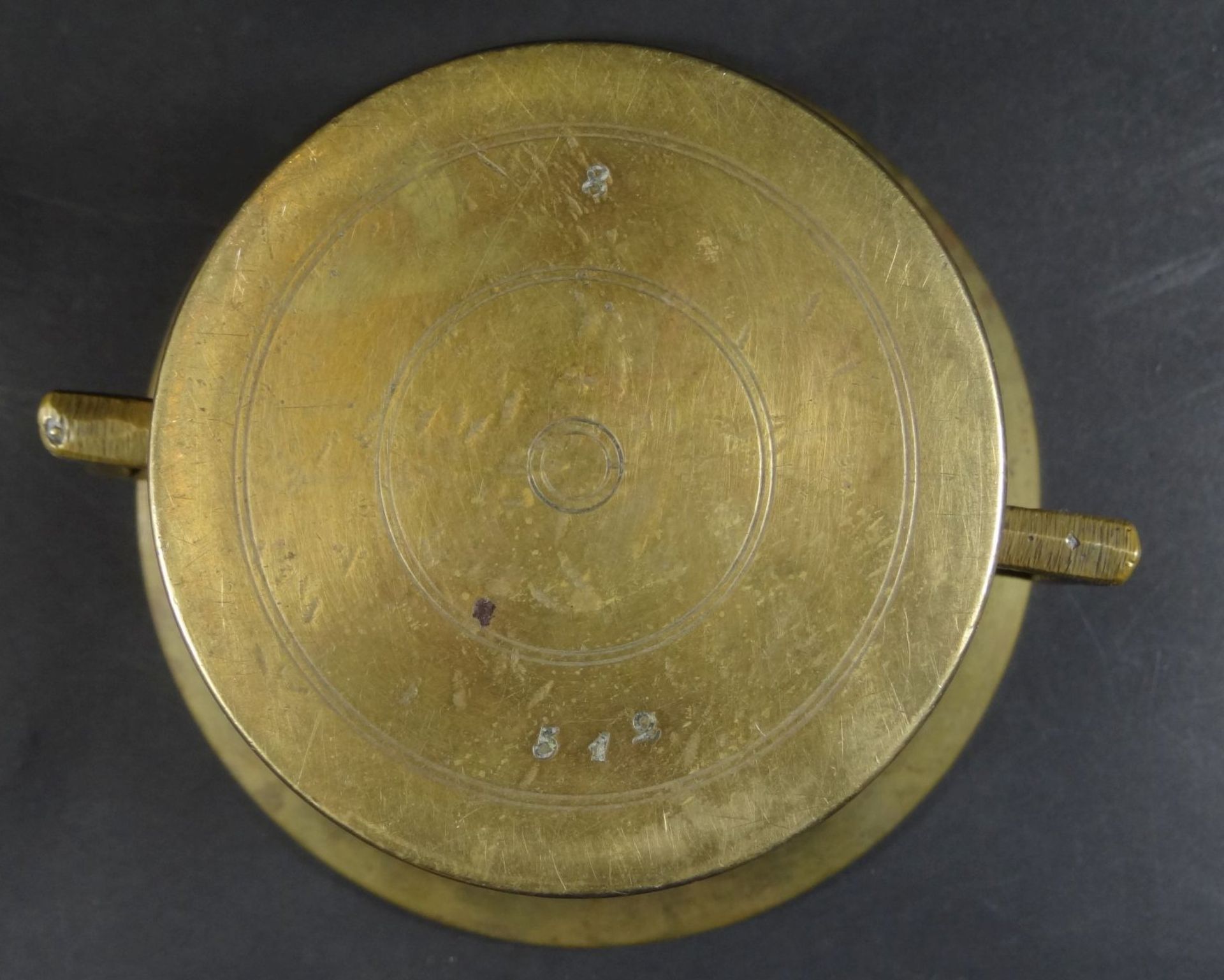 grosser Bronze Mörser mit Pistell, eckige Griffe, H-13 cm, D-14,5 cm, Pistell 24 c - Bild 4 aus 5