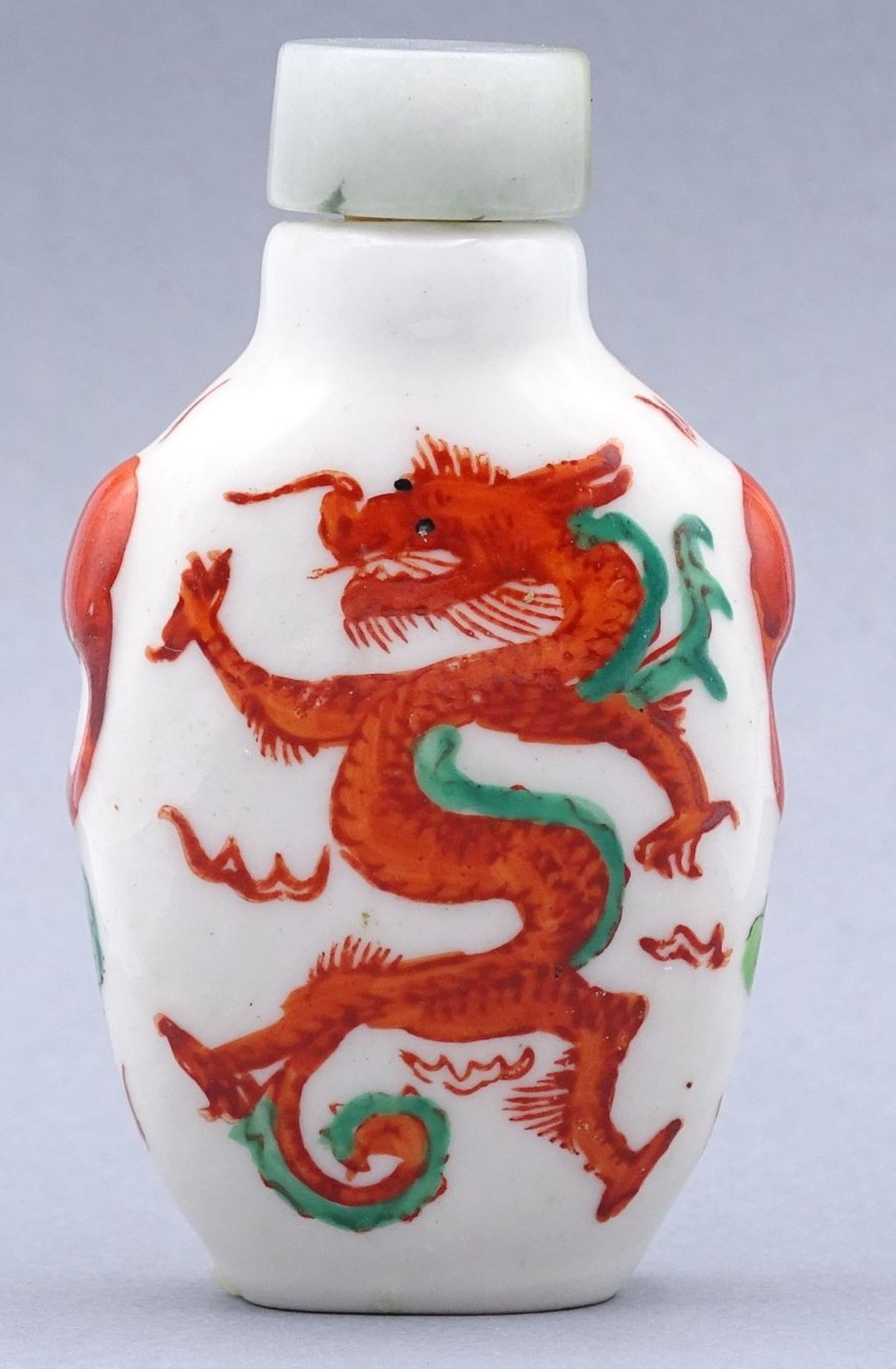 Snuff-Bottle, roter Drache, China, H-7 cm
