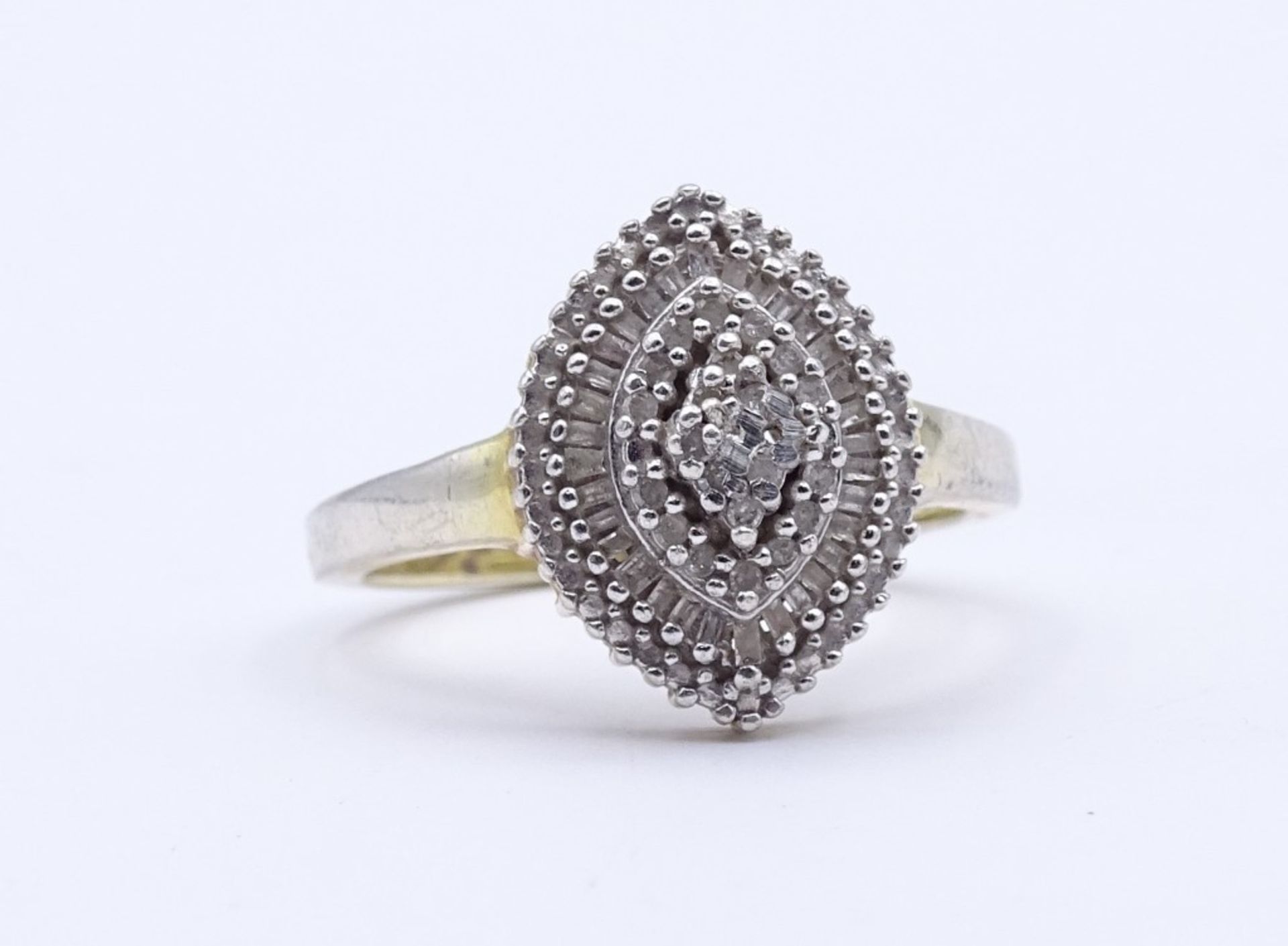 Sterling Silber Ring mit Diamanten,Silber 925/000 vergoldet,4,8gr., RG 59 (Tragespuren)