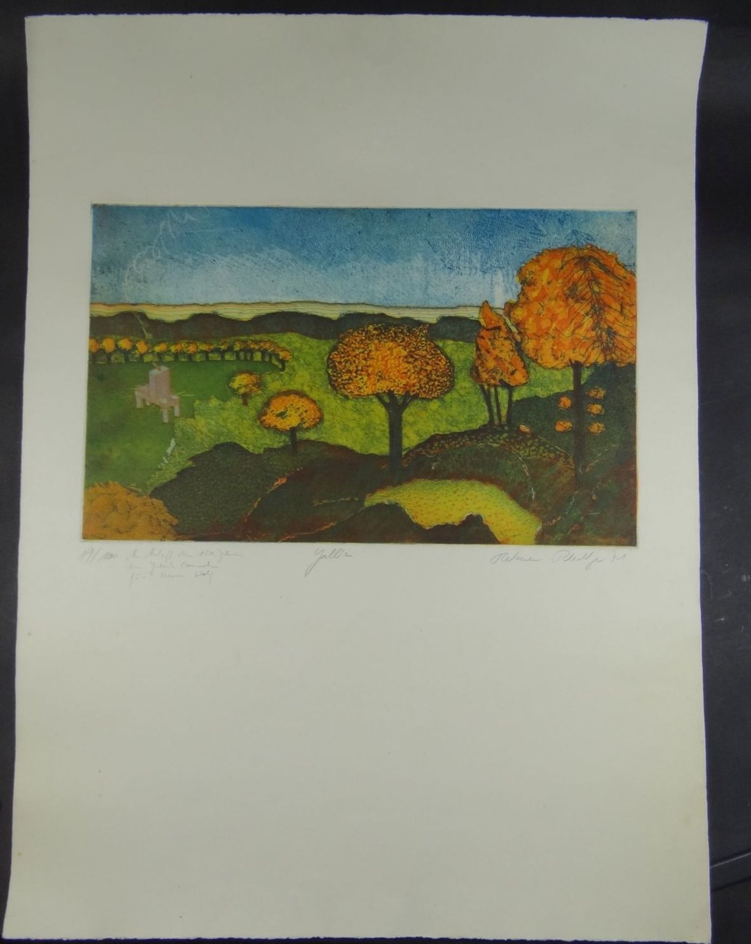 Reimer RIEDIGER (1942-1991) Landschaft, 1971 Farbaquatintaradierung MG 24,5 x 39,5 cm, BG 65x49 - Bild 2 aus 5