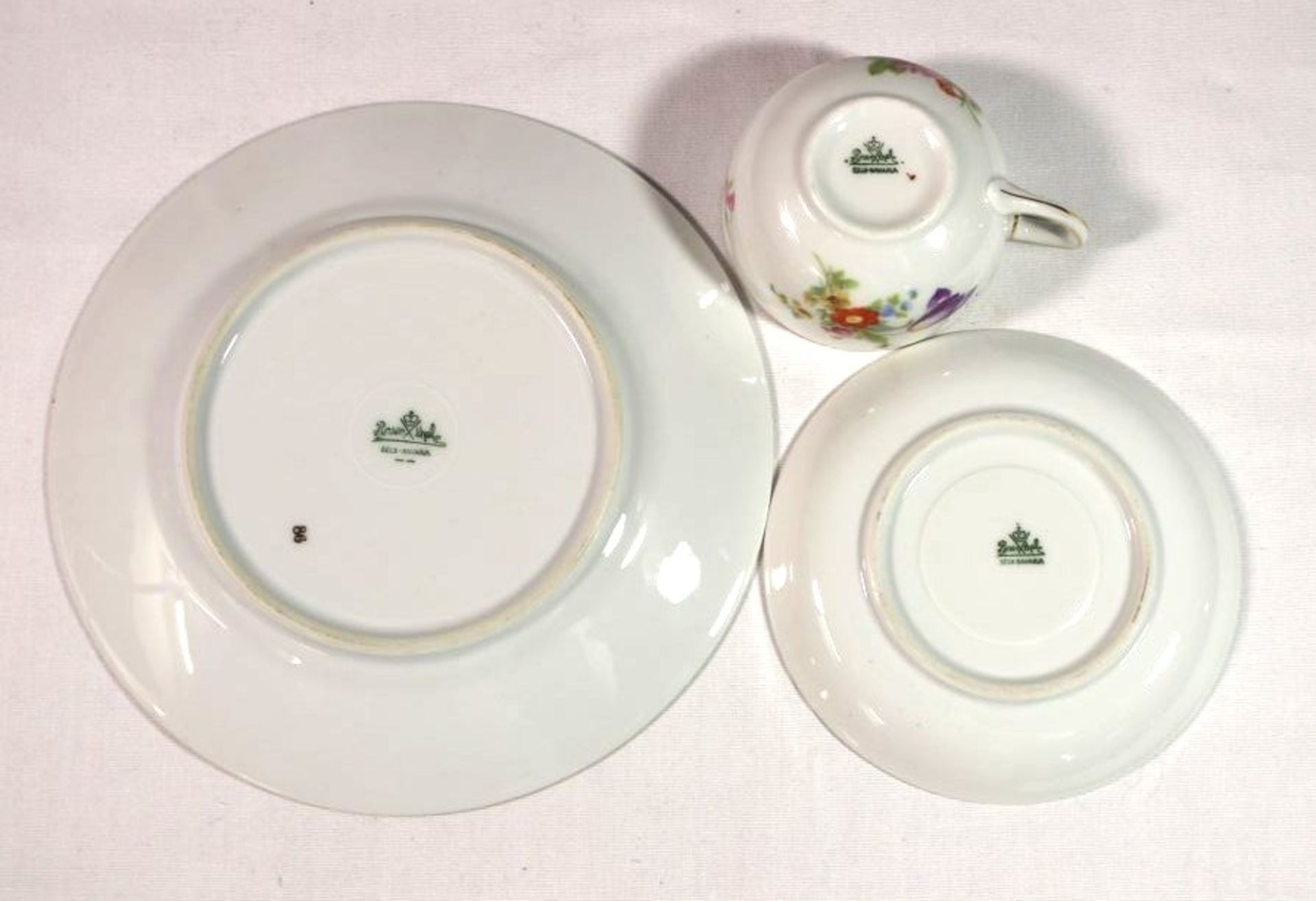 Mokka-Gedeck, Rosenthal, älter, florales Dekor, Tasse H-4cm. - Bild 5 aus 5