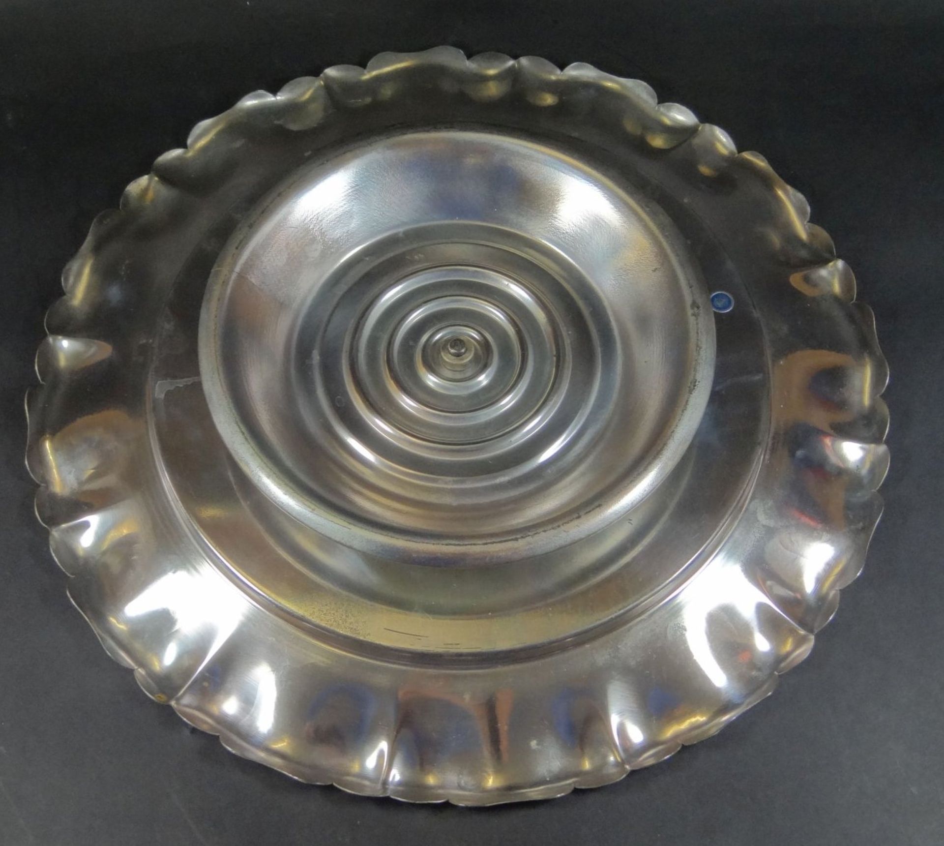Kristall Kabarette auf versilberter drehbarer Platte, D-33 cm, 1x minim. Chip - Bild 5 aus 6
