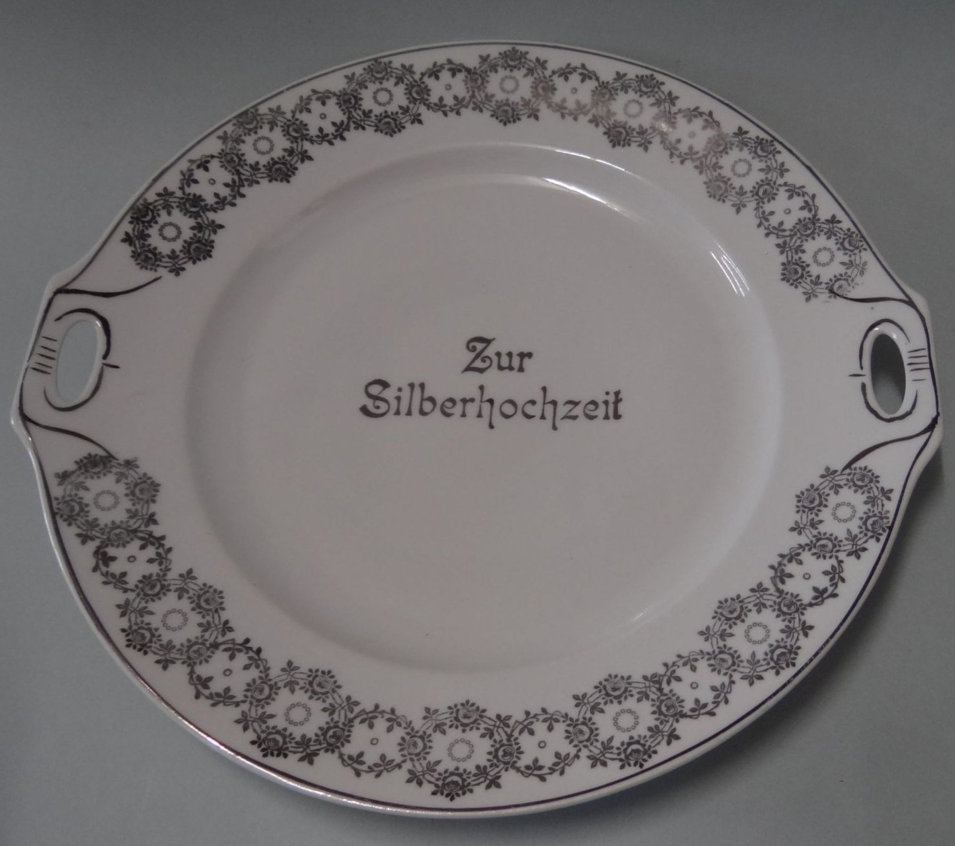 Jugendstil-Kuchenplatte "Zur Silberhochzeit", D-25 cm