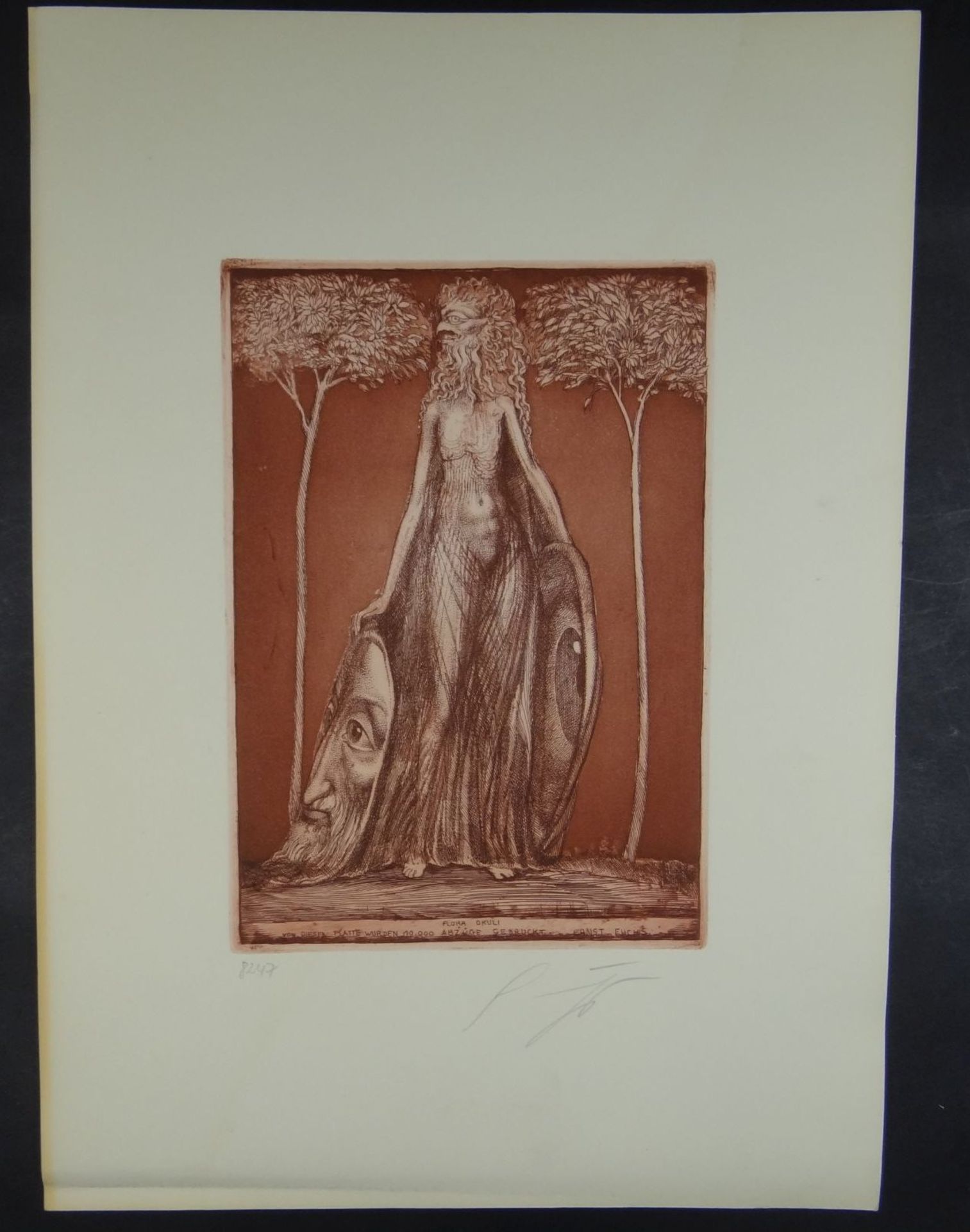 Ernst FUCHS (1930-2015)" Flora Okuli" Aquatintaradierung Ed. 10000/8247, Handsigniert, MG 23,5 x - Bild 2 aus 7